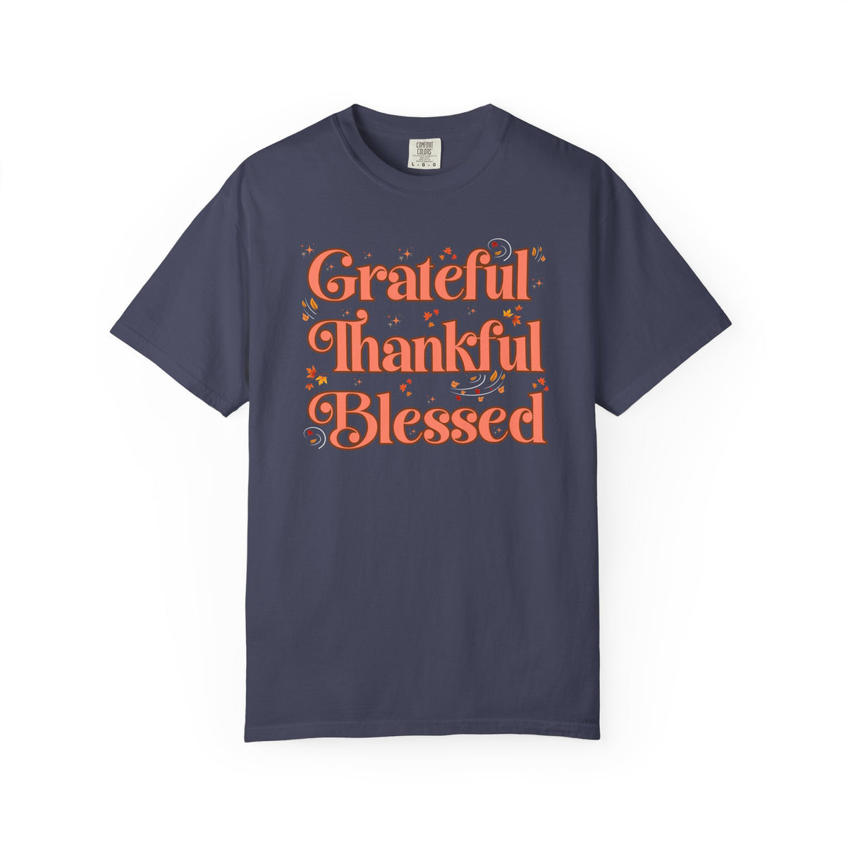 Grateful Thankful Blessed Falling Leaves - Comfort Colors