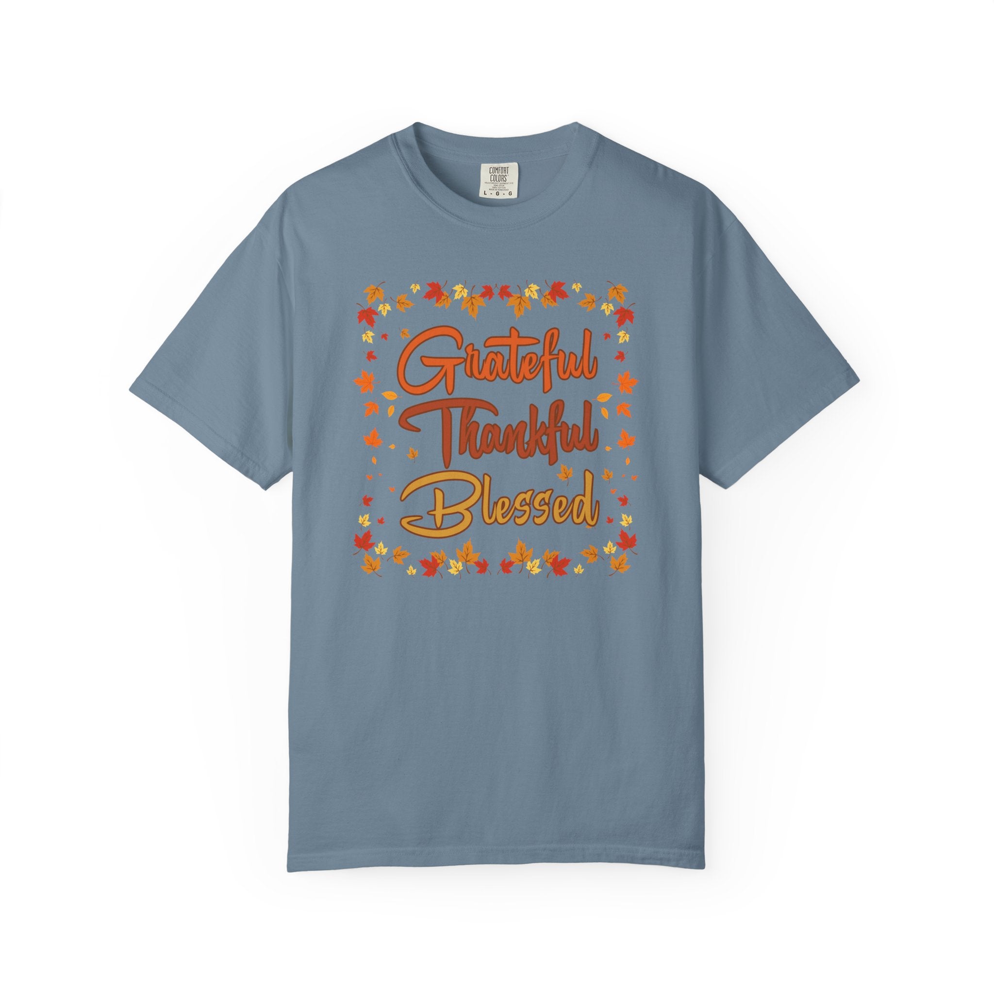 Grateful Thankful Blessed Fall Leaves Comfort Colors Shirt