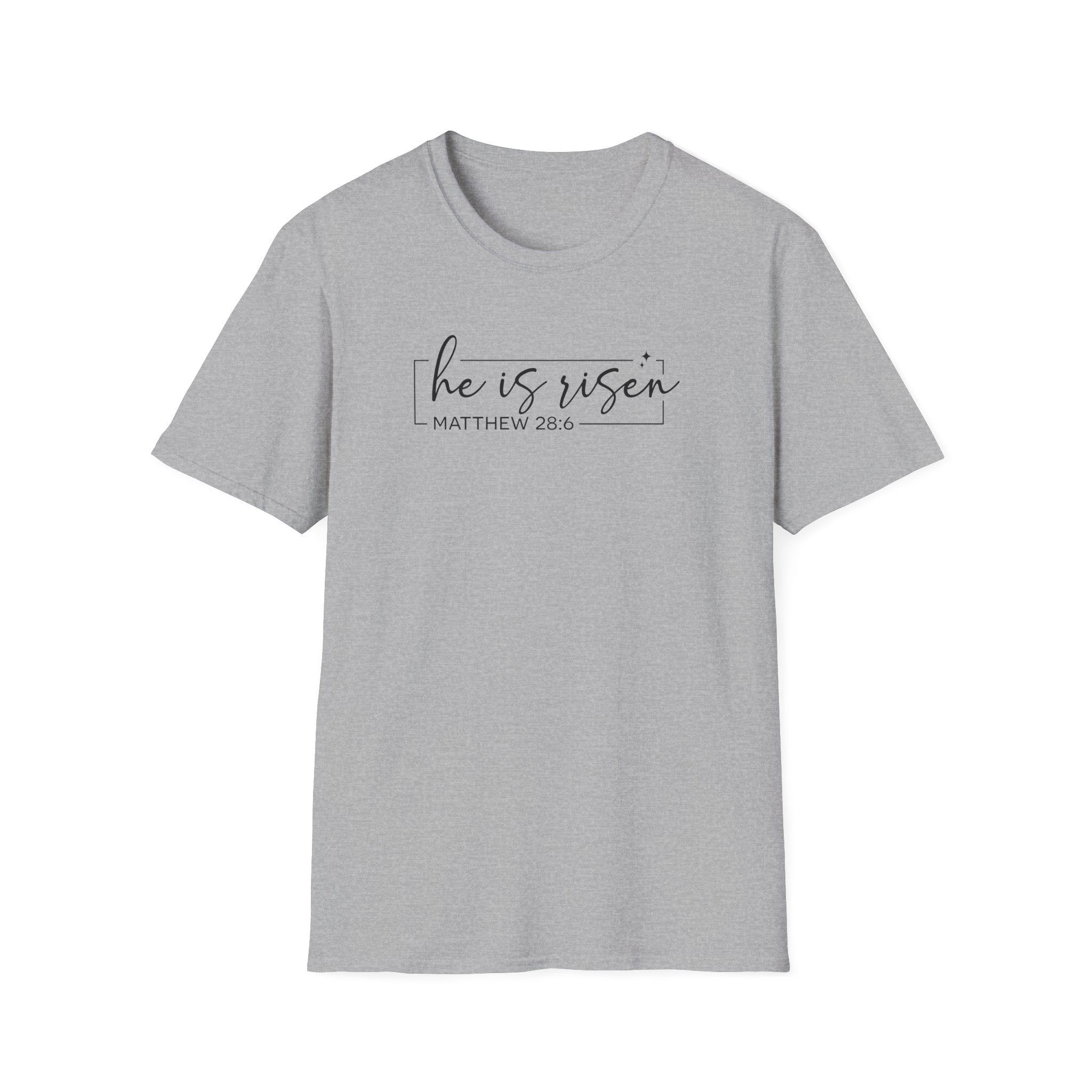 He Is Risen Matthew 28:6 Bible Verse Shirt Gildan 64000 T-Shirt