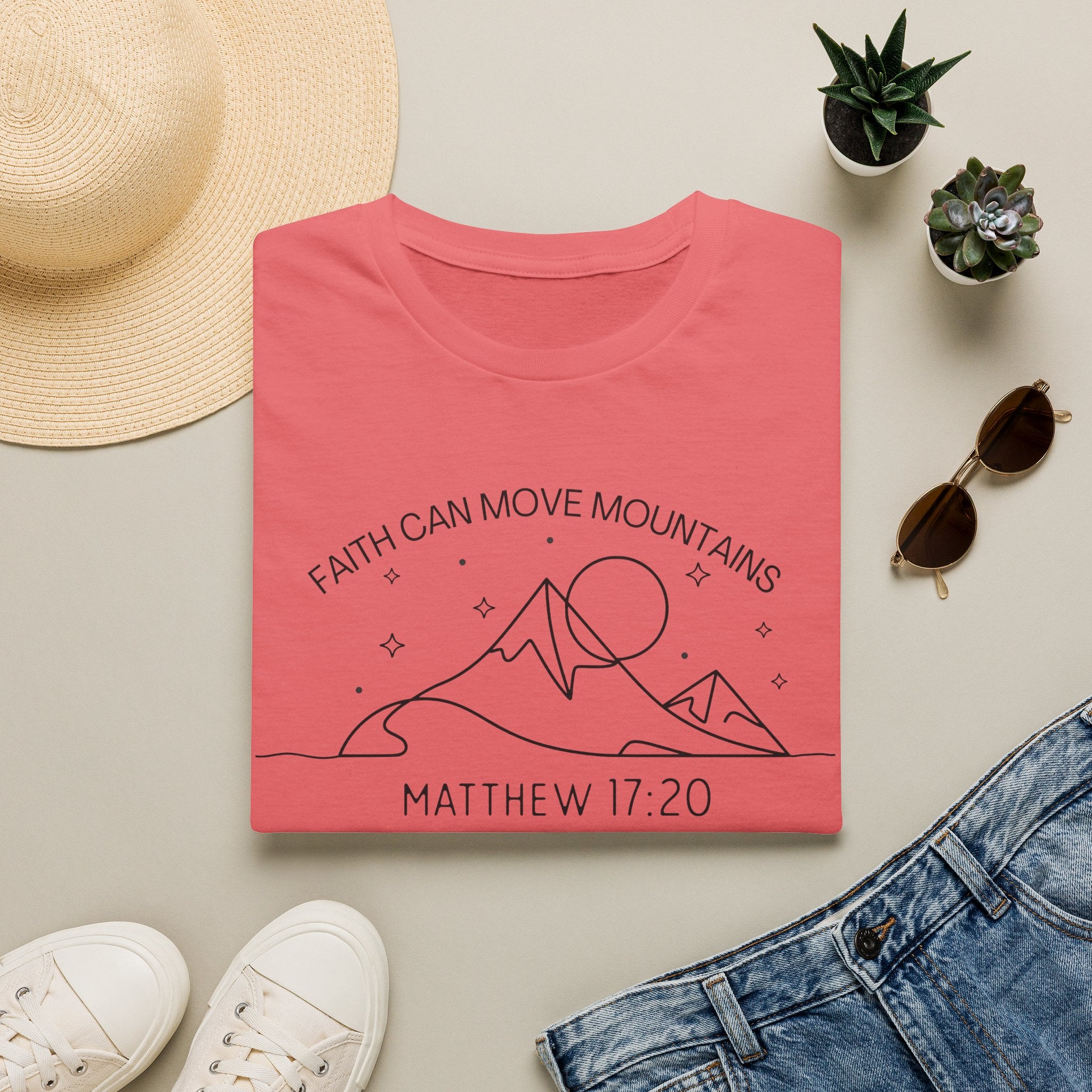 Faith Can Move Mountains Line Art Tshirt