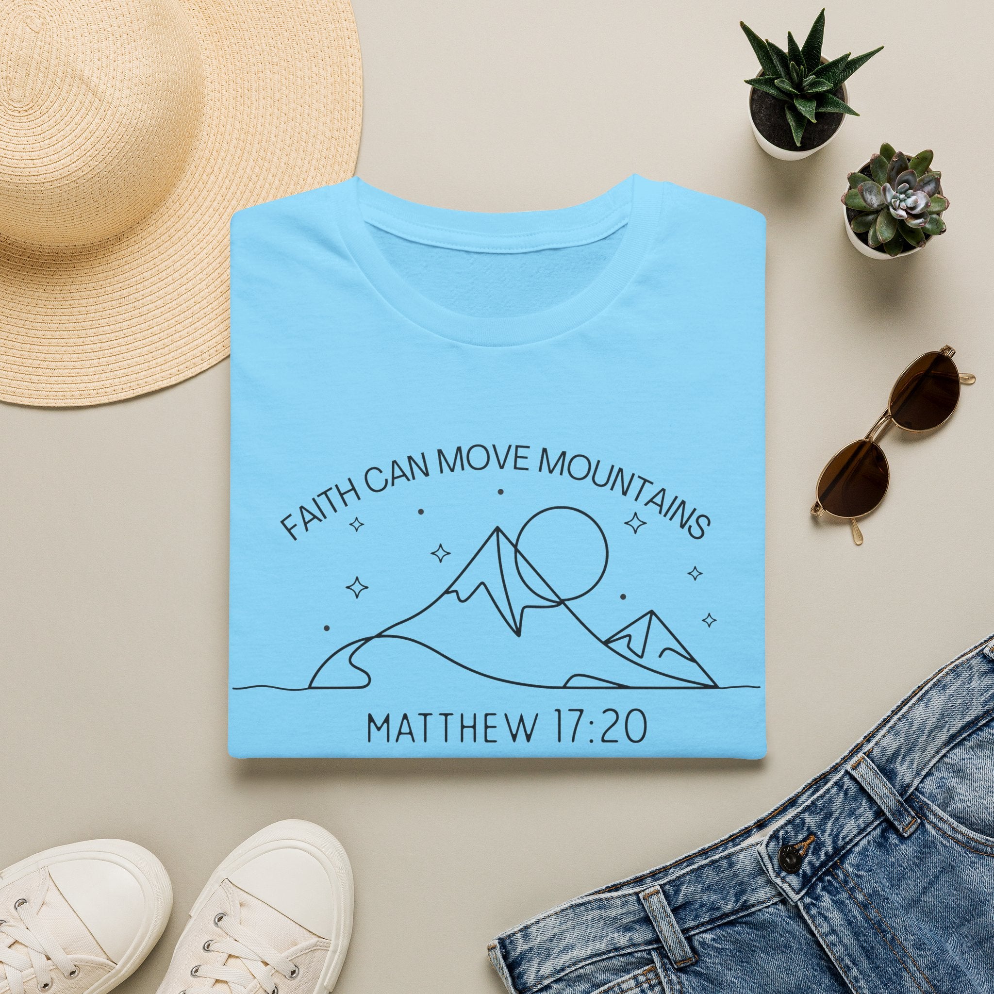 Faith Can Move Mountains Line Art Tshirt