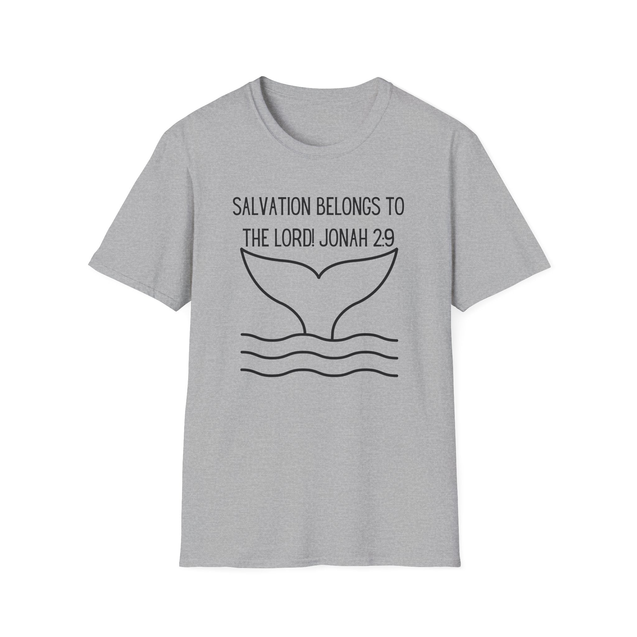 Salvation Belongs to the Lord Whale Tale Jonah 2_9 Bible Verse Shirt Gildan 64000 T-Shirt