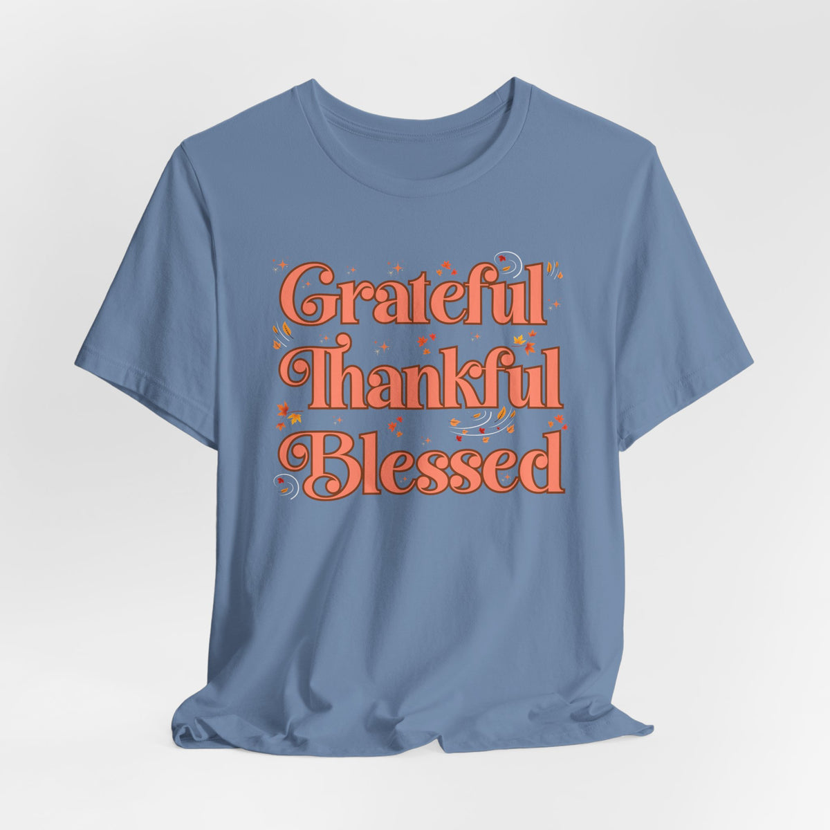 Grateful Thankful Blessed Falling Leaves - Bella Canvas 3001