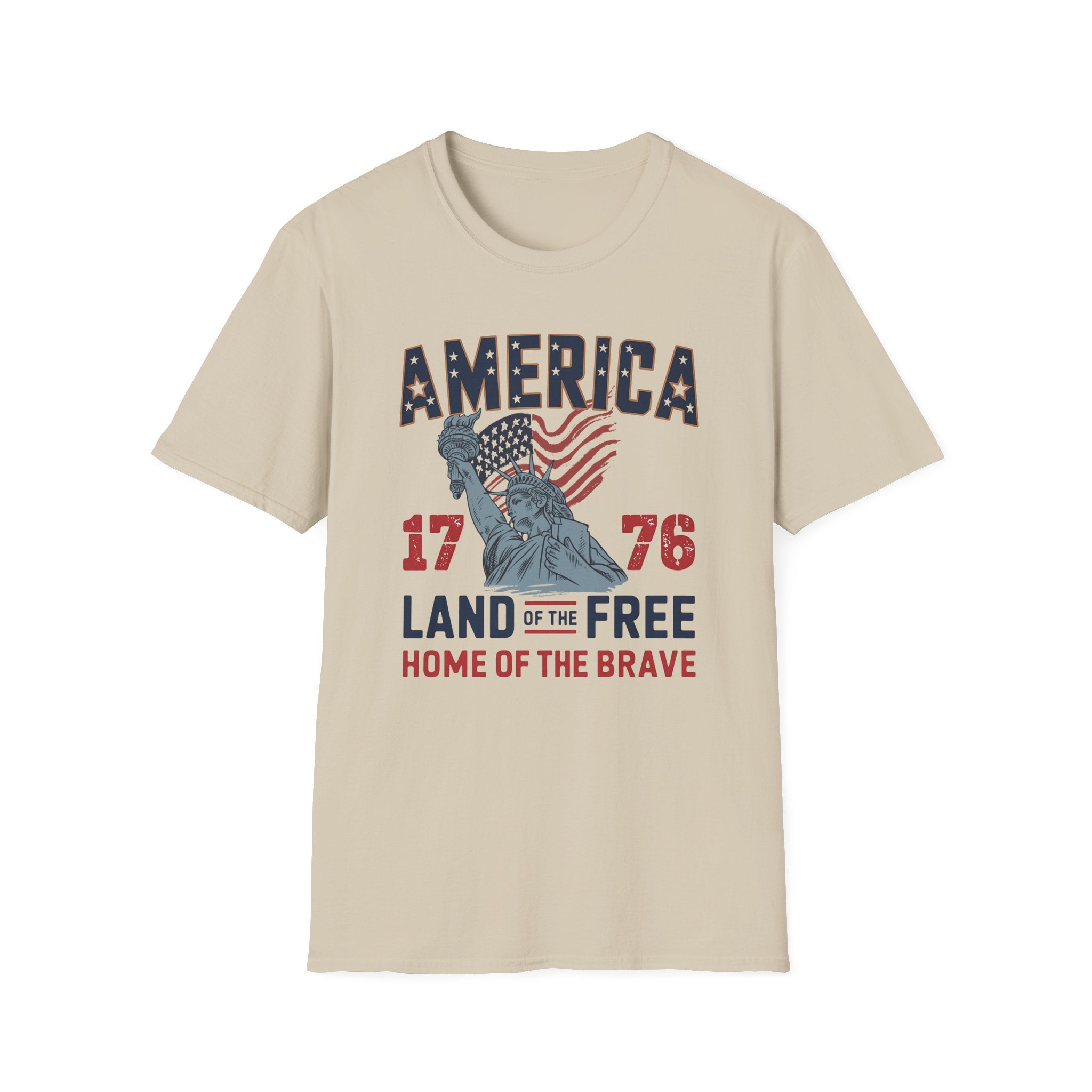 America 1776 Land of the Free Patriotic Tshirt Gildan 64k T-shirt