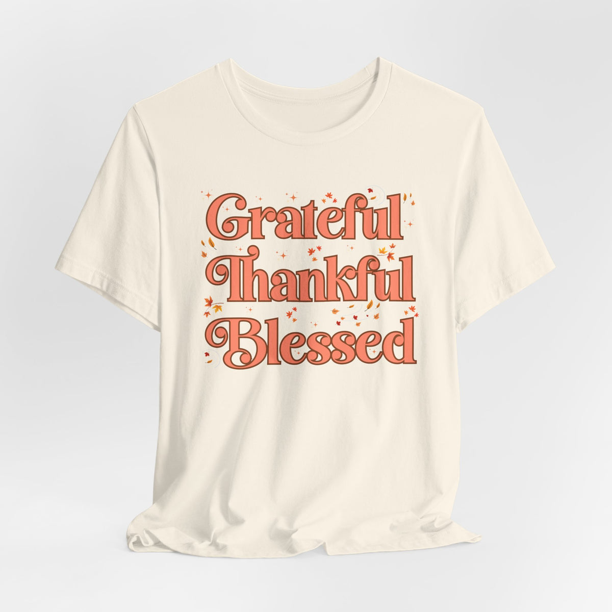 Grateful Thankful Blessed Falling Leaves - Bella Canvas 3001
