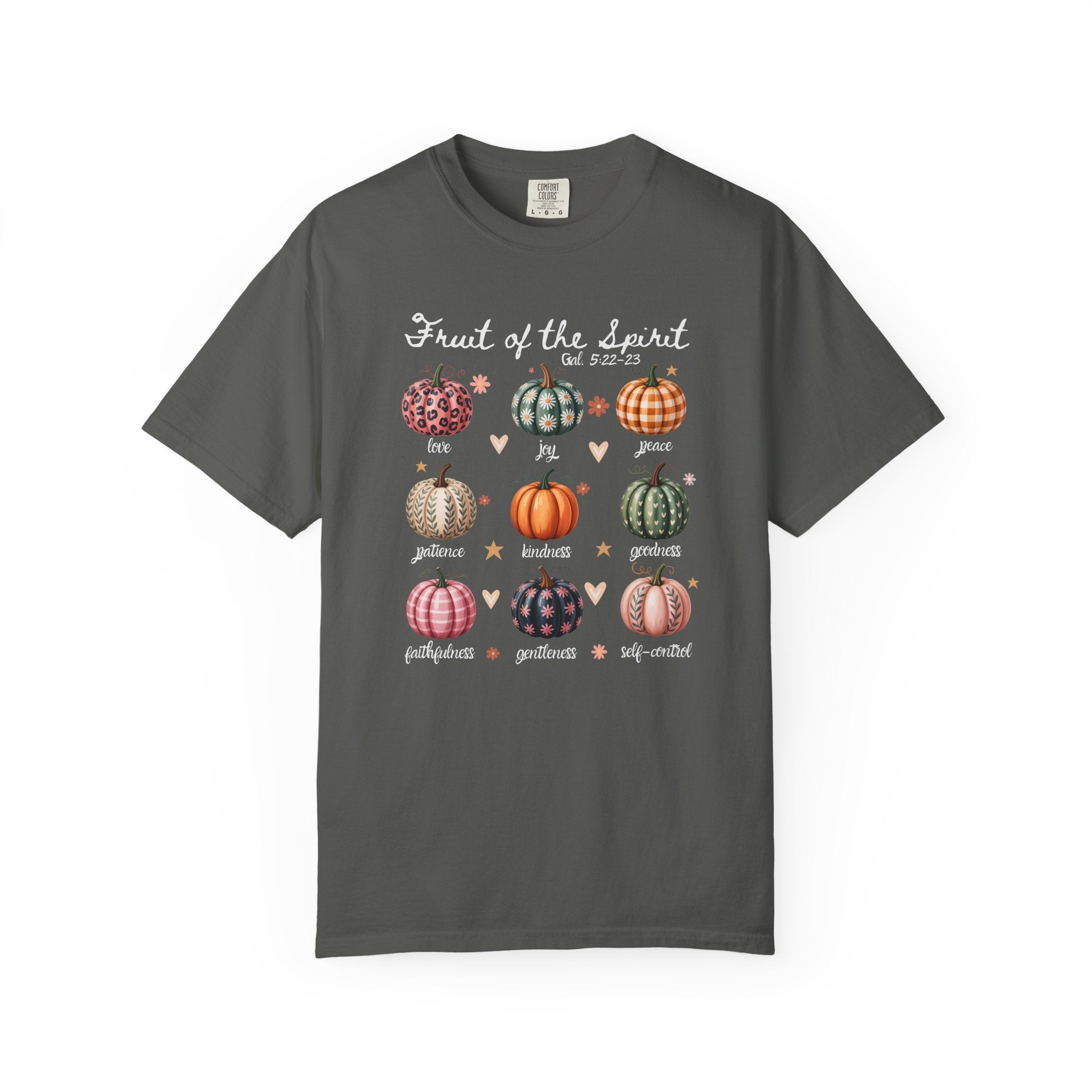 Fruit of the Spirit Fall Pumpkins Galatians 5 Bible Verse Shirt Comfort Colors T-shirt