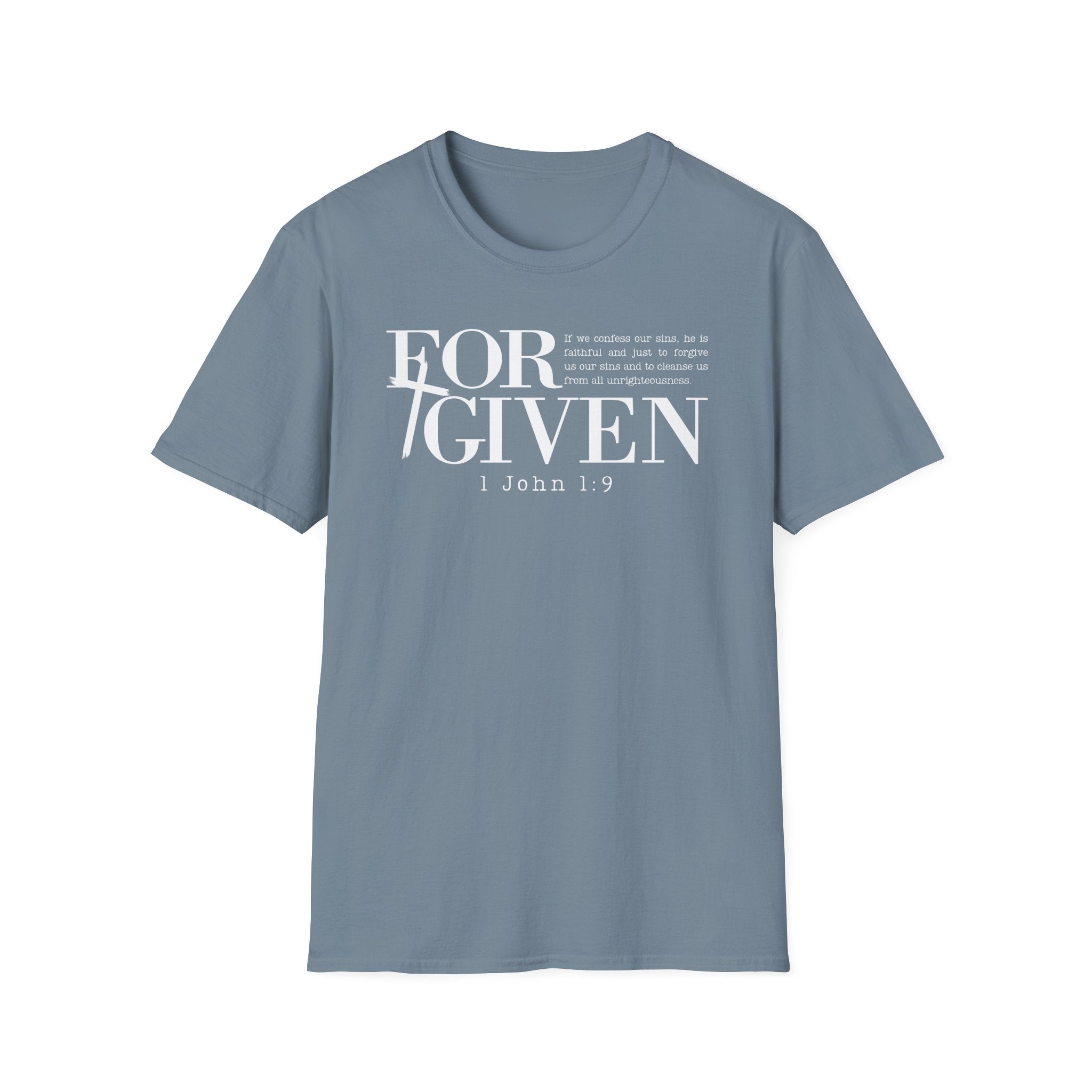 Forgiven 1 John 1_9 Bible Verse Shirt Gildan 64000 T-Shirt