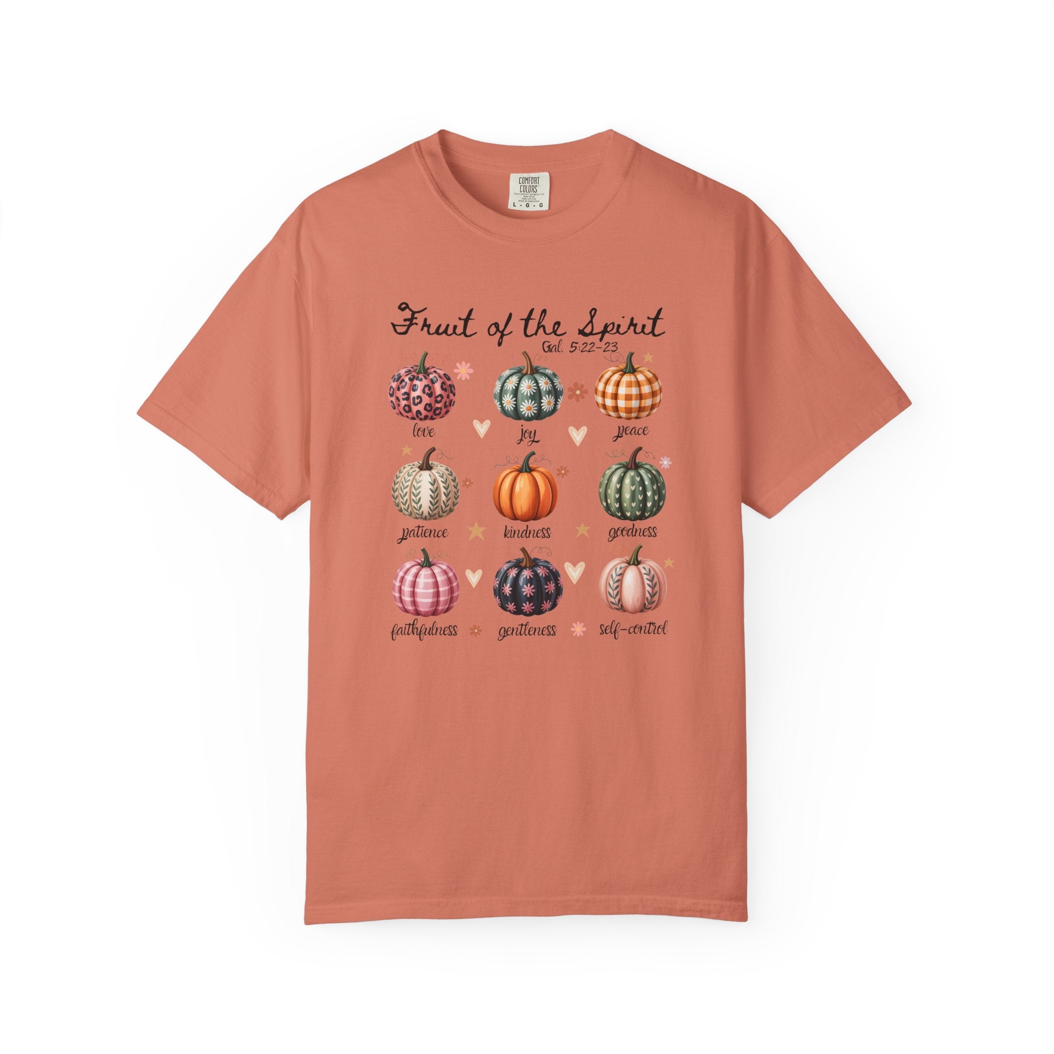 Fruit of the Spirit Fall Pumpkins Galatians 5 Bible Verse Shirt Comfort Colors T-shirt