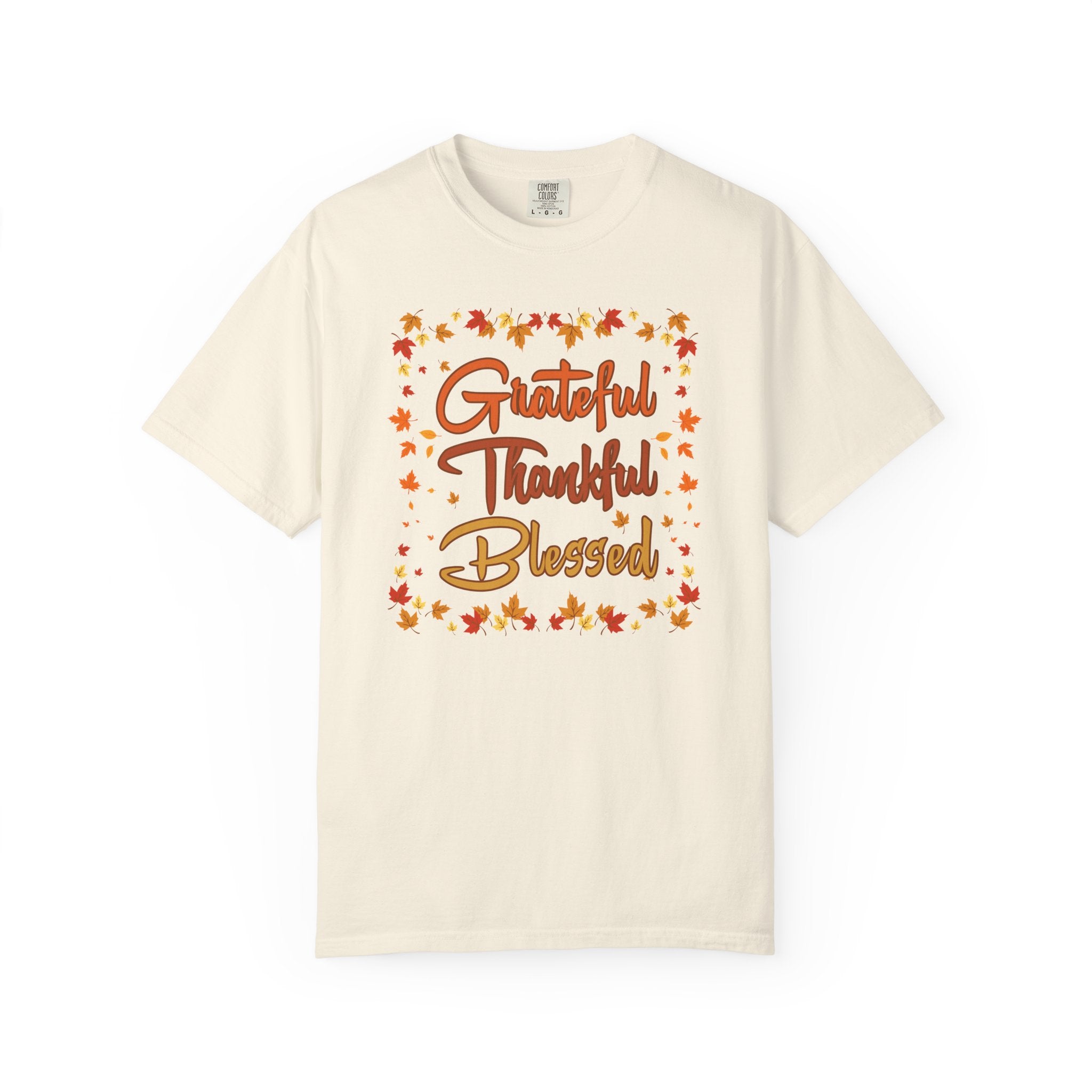 Grateful Thankful Blessed Fall Leaves Comfort Colors Shirt