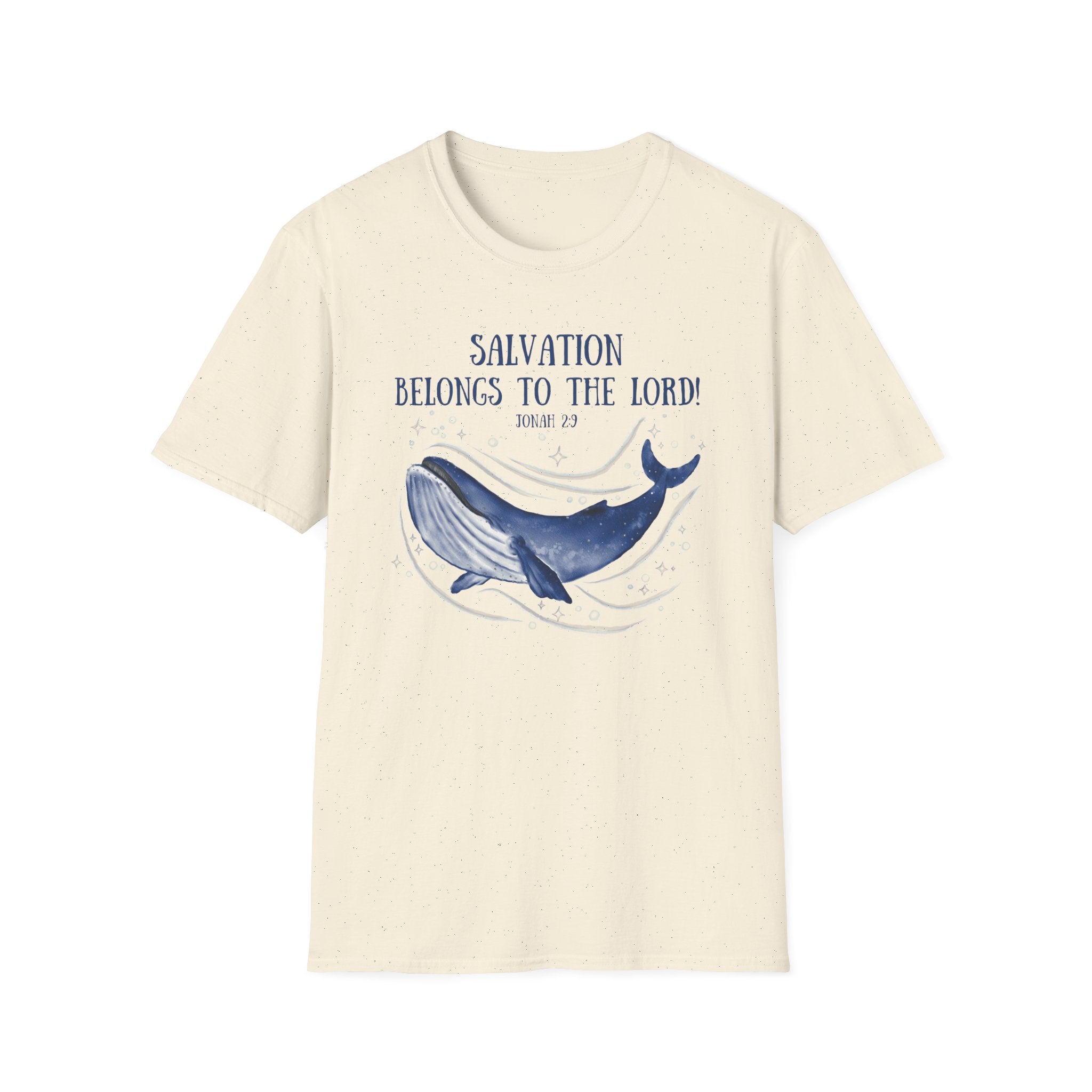 Salvation Belongs to the Lord Blue Whale Jonah 2_9 Bible Verse Shirt Gildan 64000 T-Shirt