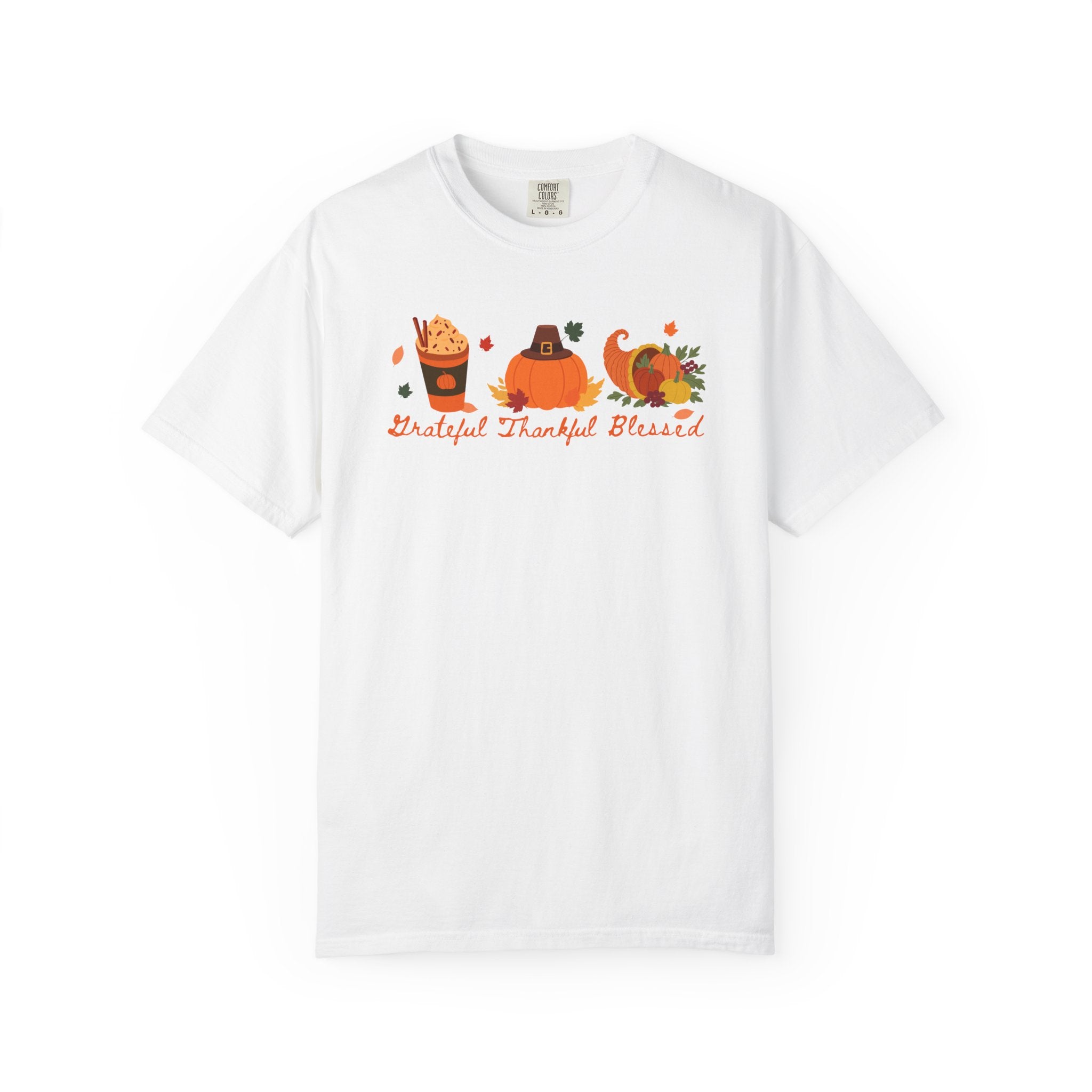 Grateful Thankful Blessed Autumn Comfort Colors Tee