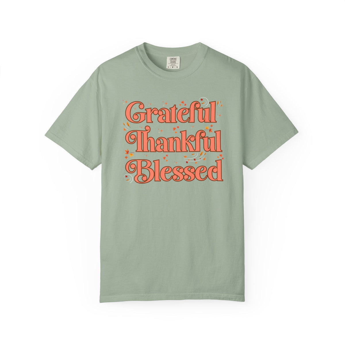 Grateful Thankful Blessed Falling Leaves - Comfort Colors