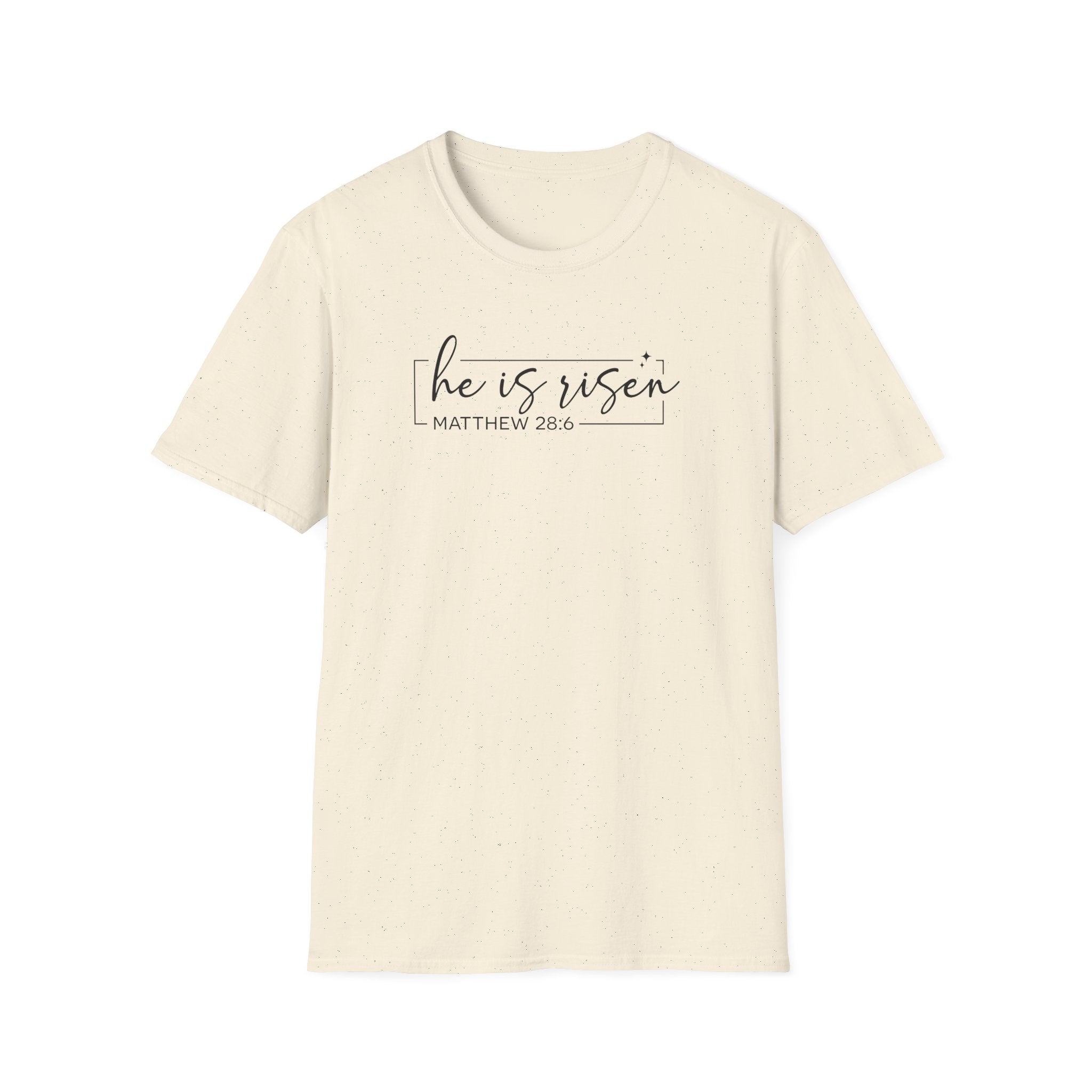 He Is Risen Matthew 28:6 Bible Verse Shirt Gildan 64000 T-Shirt