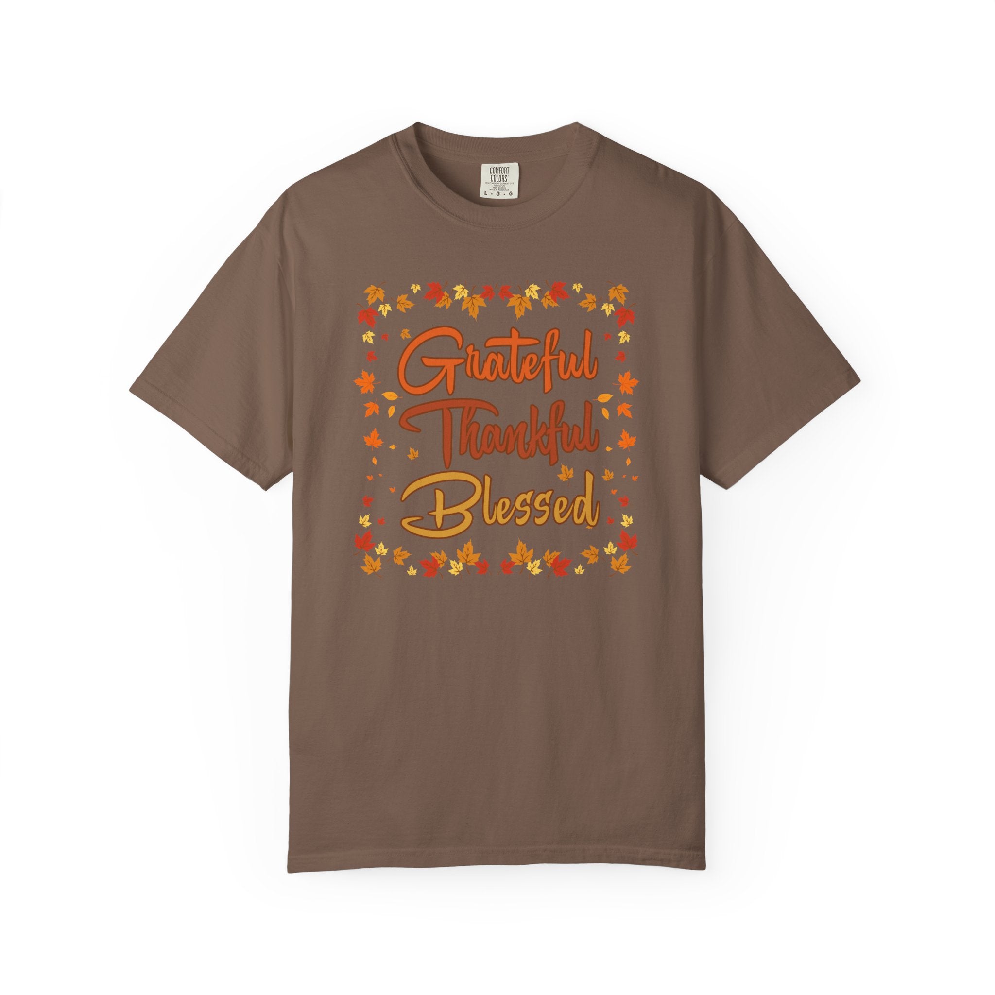 Grateful Thankful Blessed Fall Leaves Comfort Colors Shirt