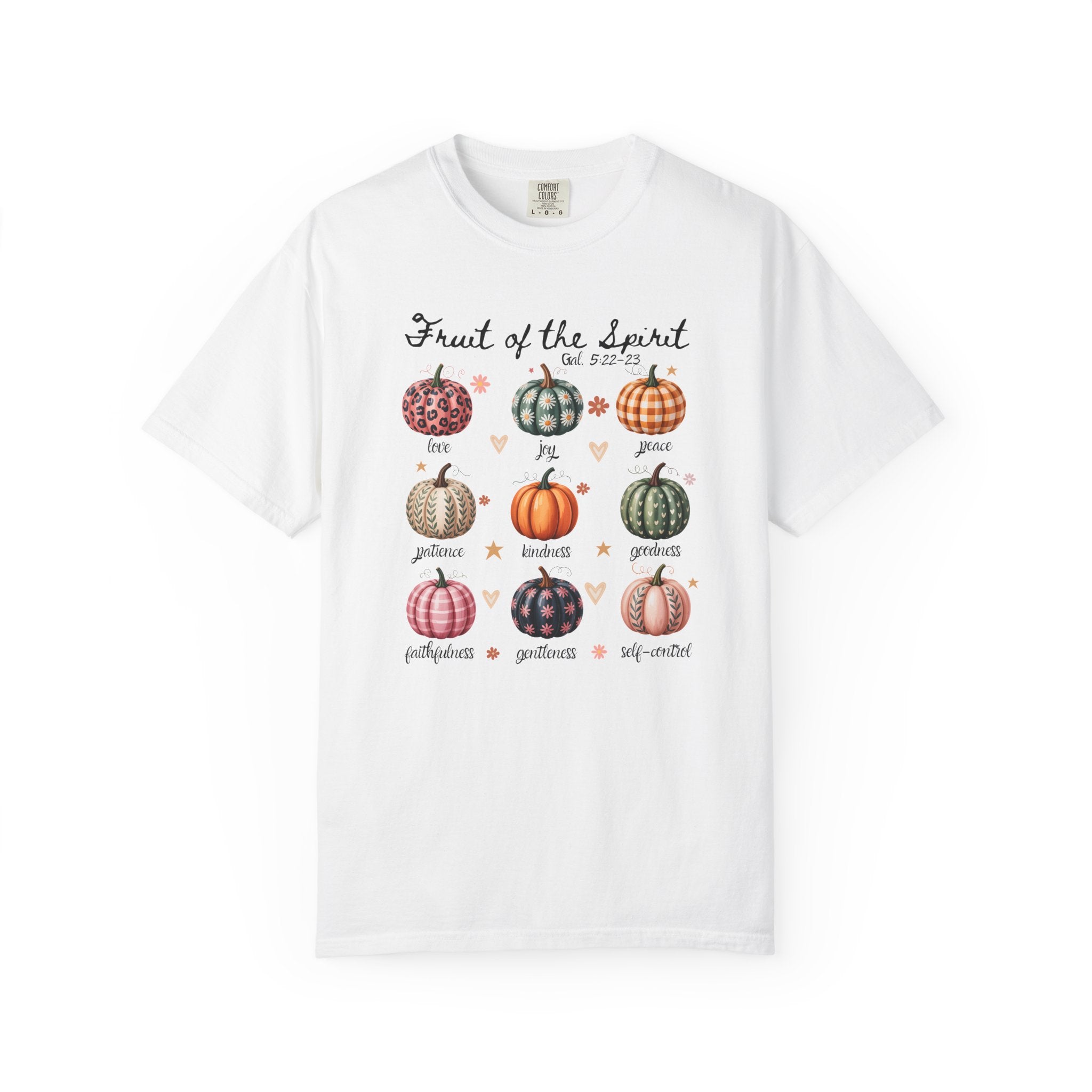 Fruit of the Spirit Fall Pumpkins Galatians 5 Bible Verse Shirt Comfort Colors T-shirt