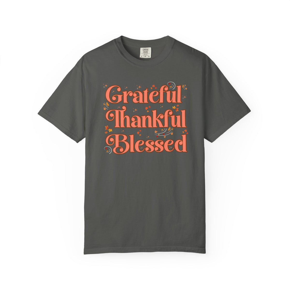 Grateful Thankful Blessed Falling Leaves - Comfort Colors