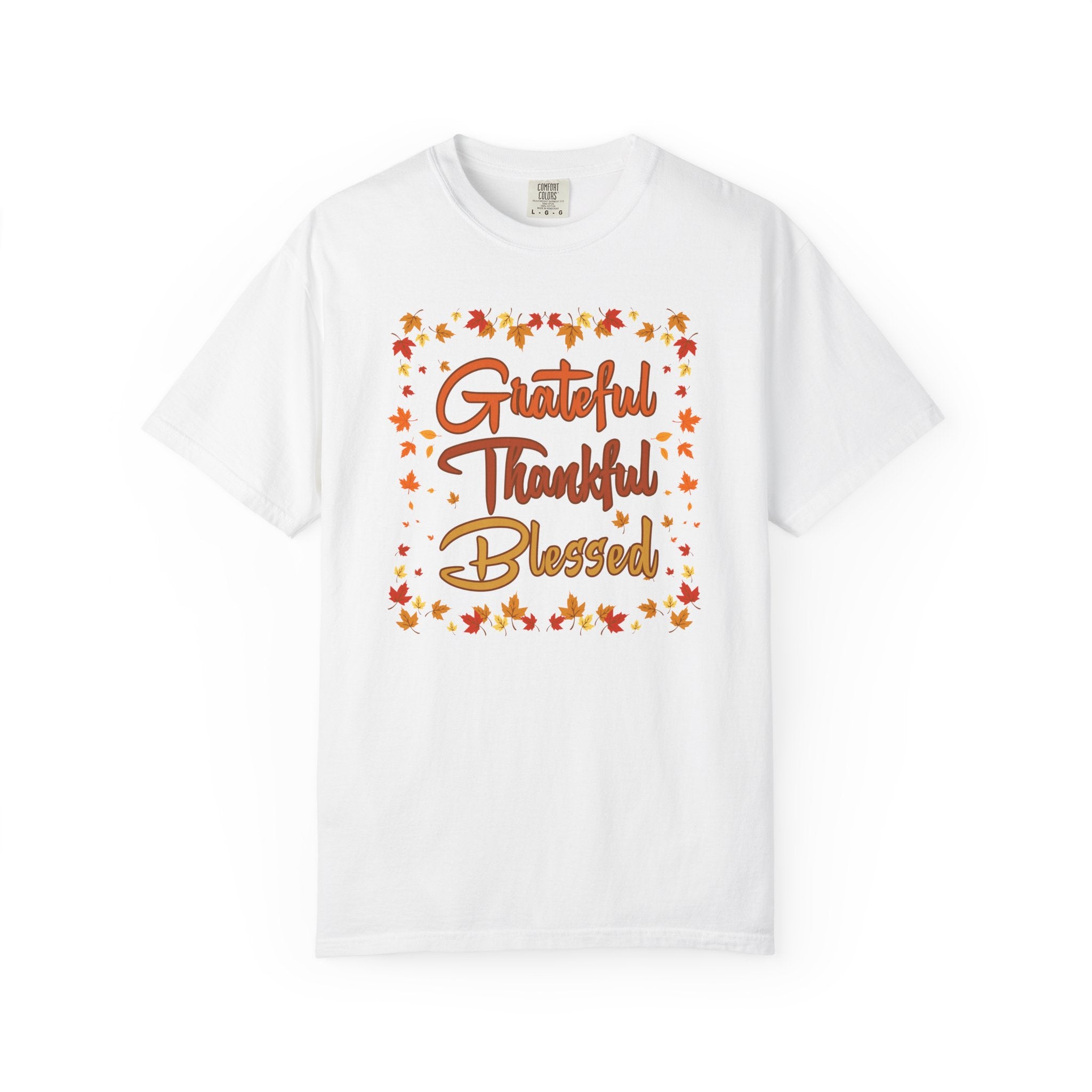Grateful Thankful Blessed Fall Leaves Comfort Colors Shirt