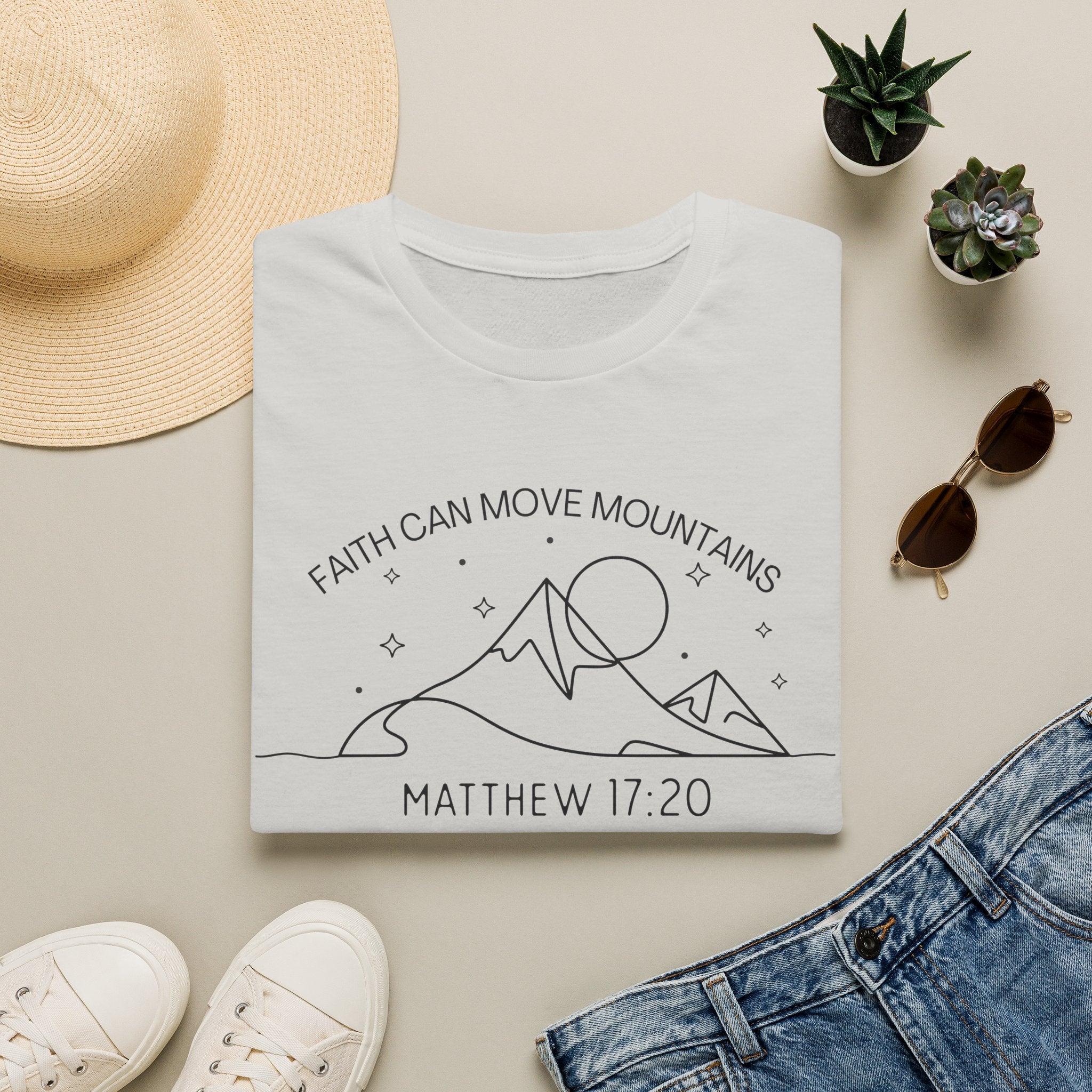 Faith Can Move Mountains Line Art Tshirt