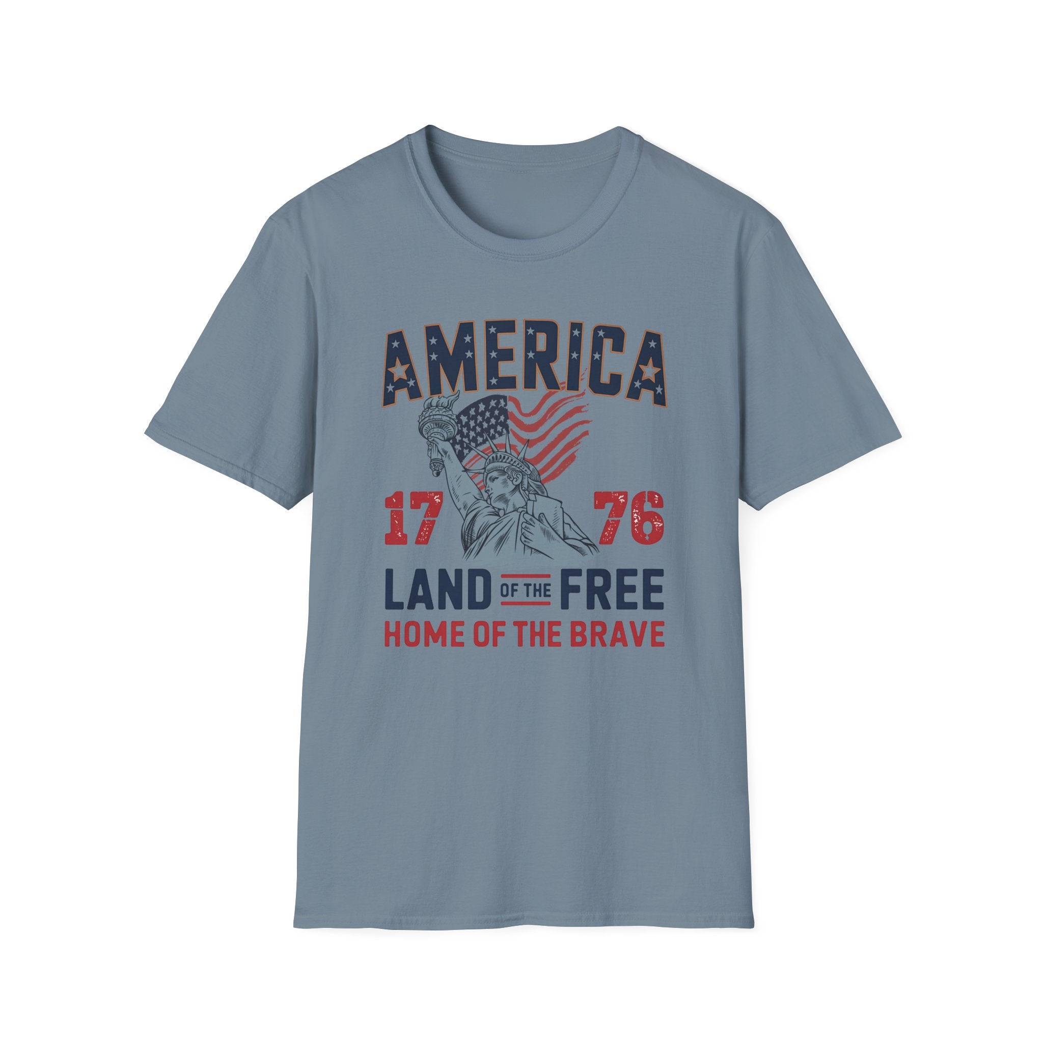 America 1776 Land of the Free Patriotic Tshirt Gildan 64k T-shirt