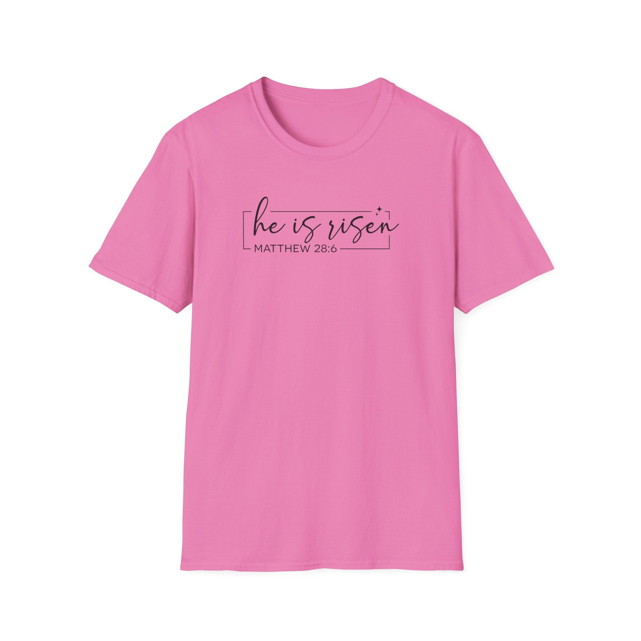He Is Risen Matthew 28:6 Bible Verse Shirt Gildan 64000 T-Shirt