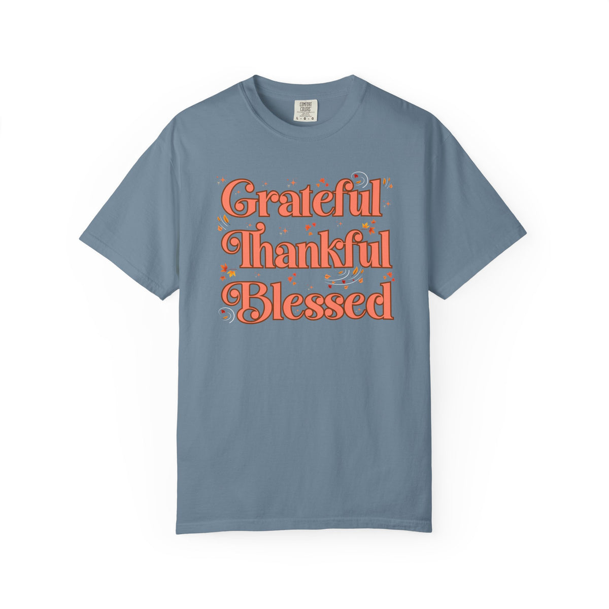 Grateful Thankful Blessed Falling Leaves - Comfort Colors