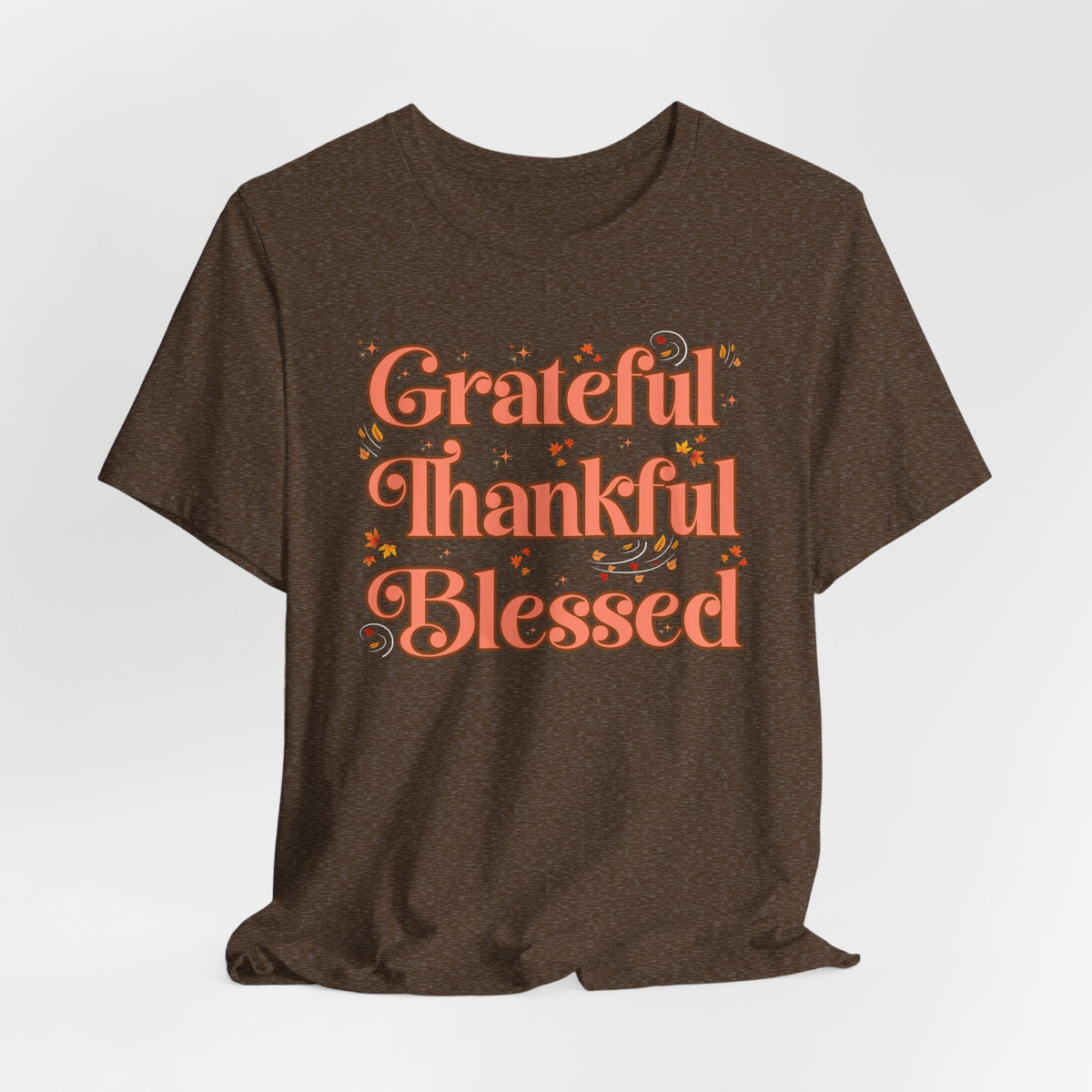 Grateful Thankful Blessed Falling Leaves - Bella Canvas 3001