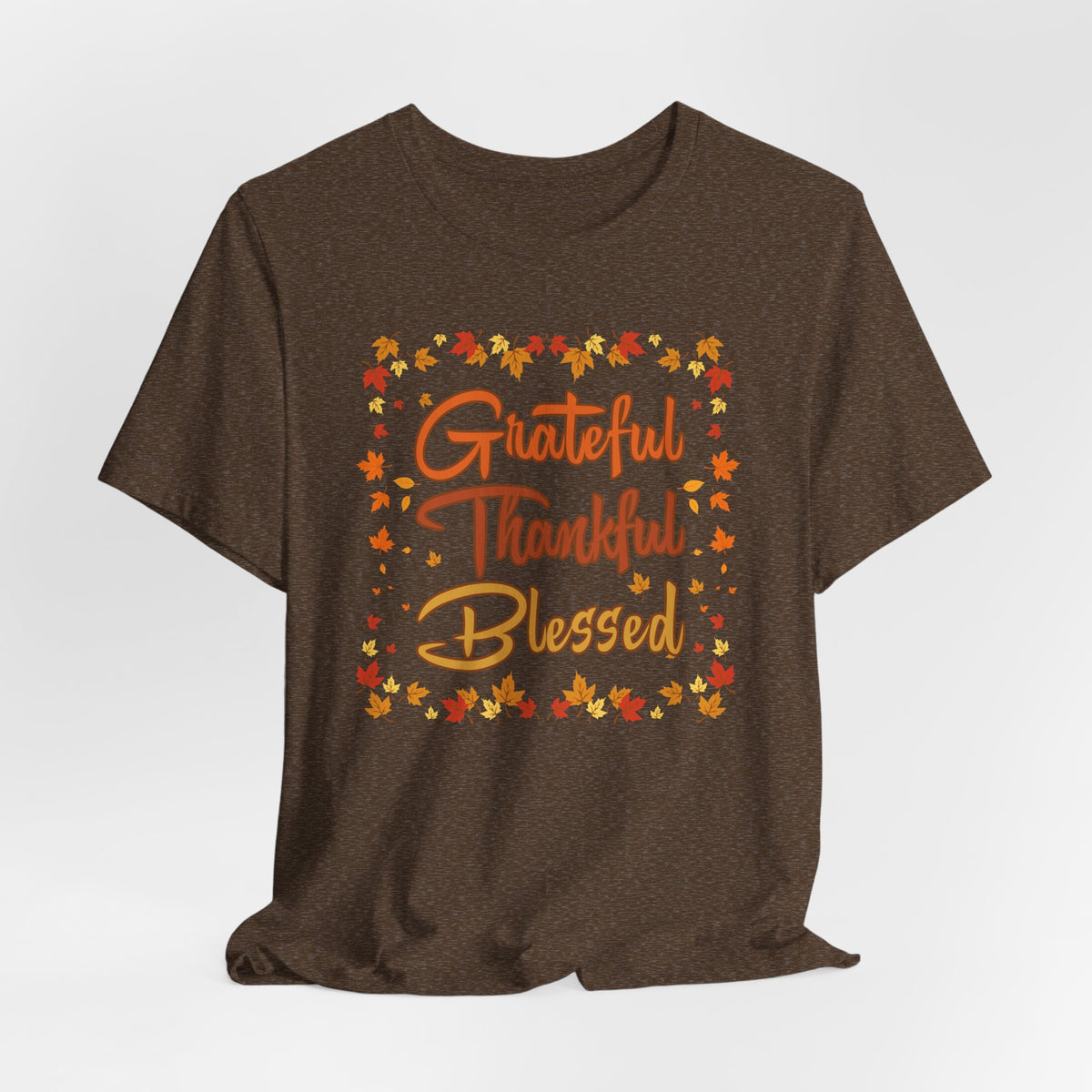 Grateful Thankful Blessed Fall Leaves - Bella Canvas 3001