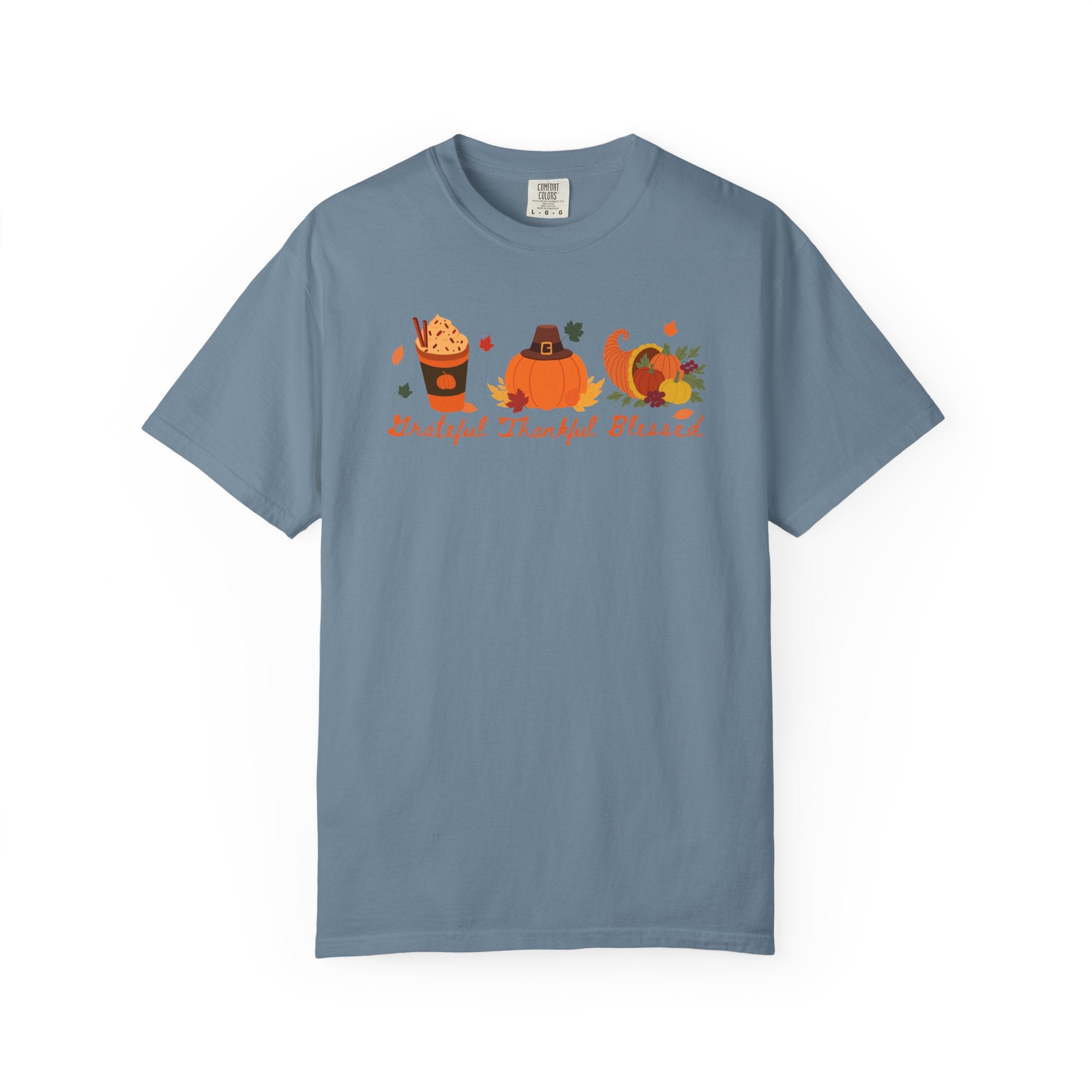 Grateful Thankful Blessed Autumn Comfort Colors Tee