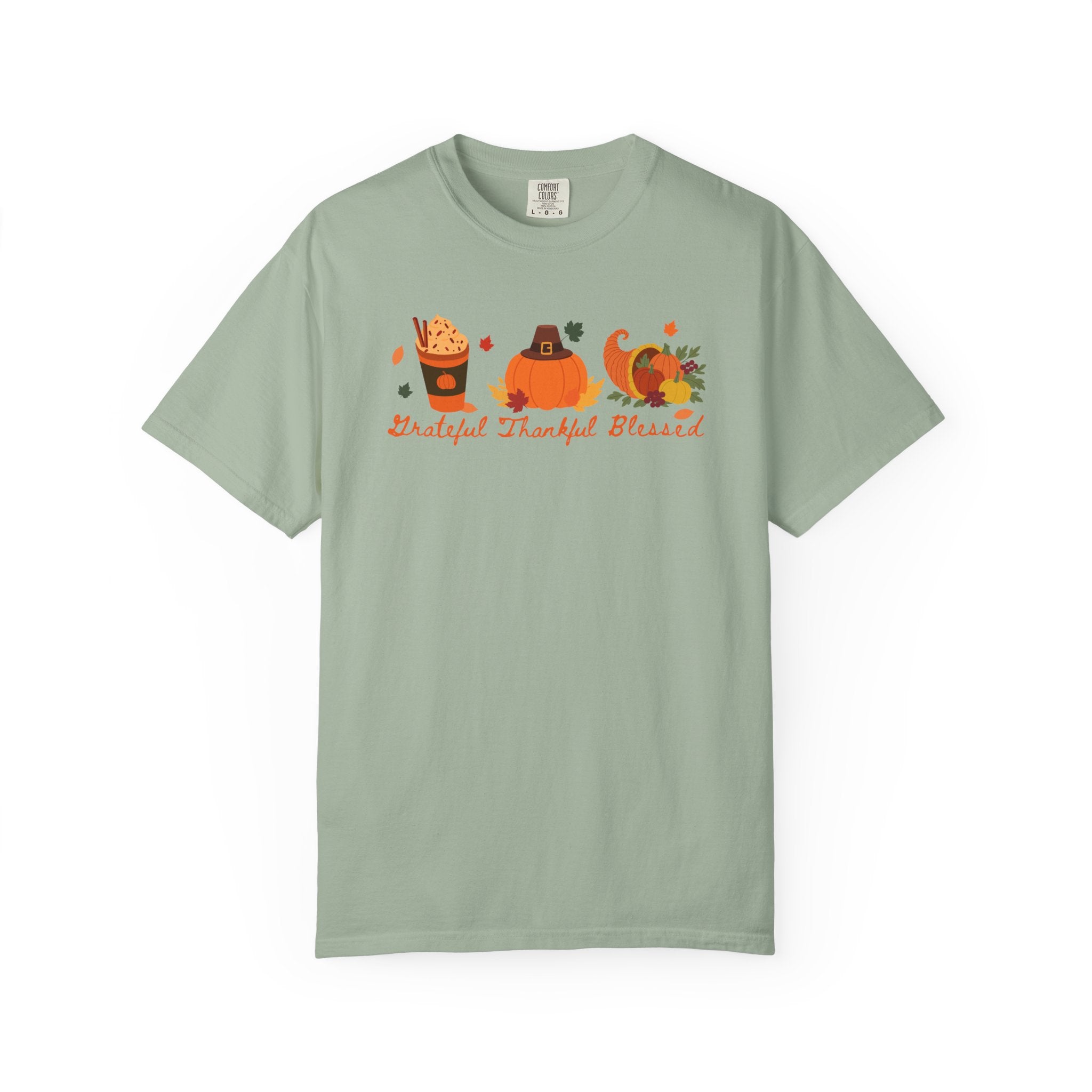 Grateful Thankful Blessed Autumn Comfort Colors Tee