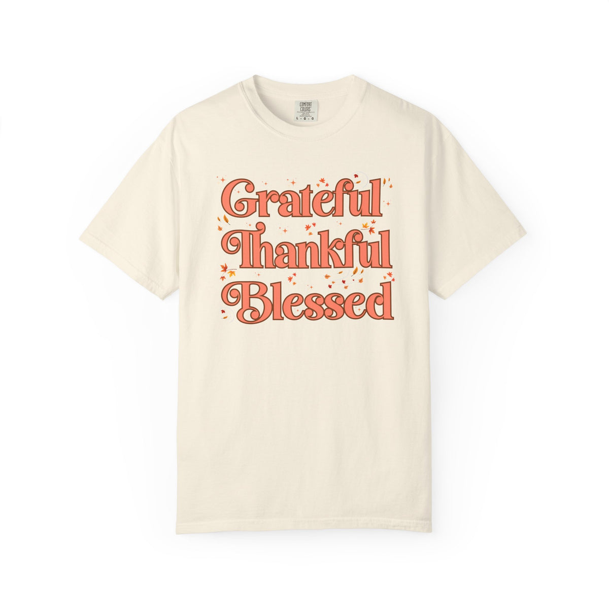 Grateful Thankful Blessed Falling Leaves - Comfort Colors