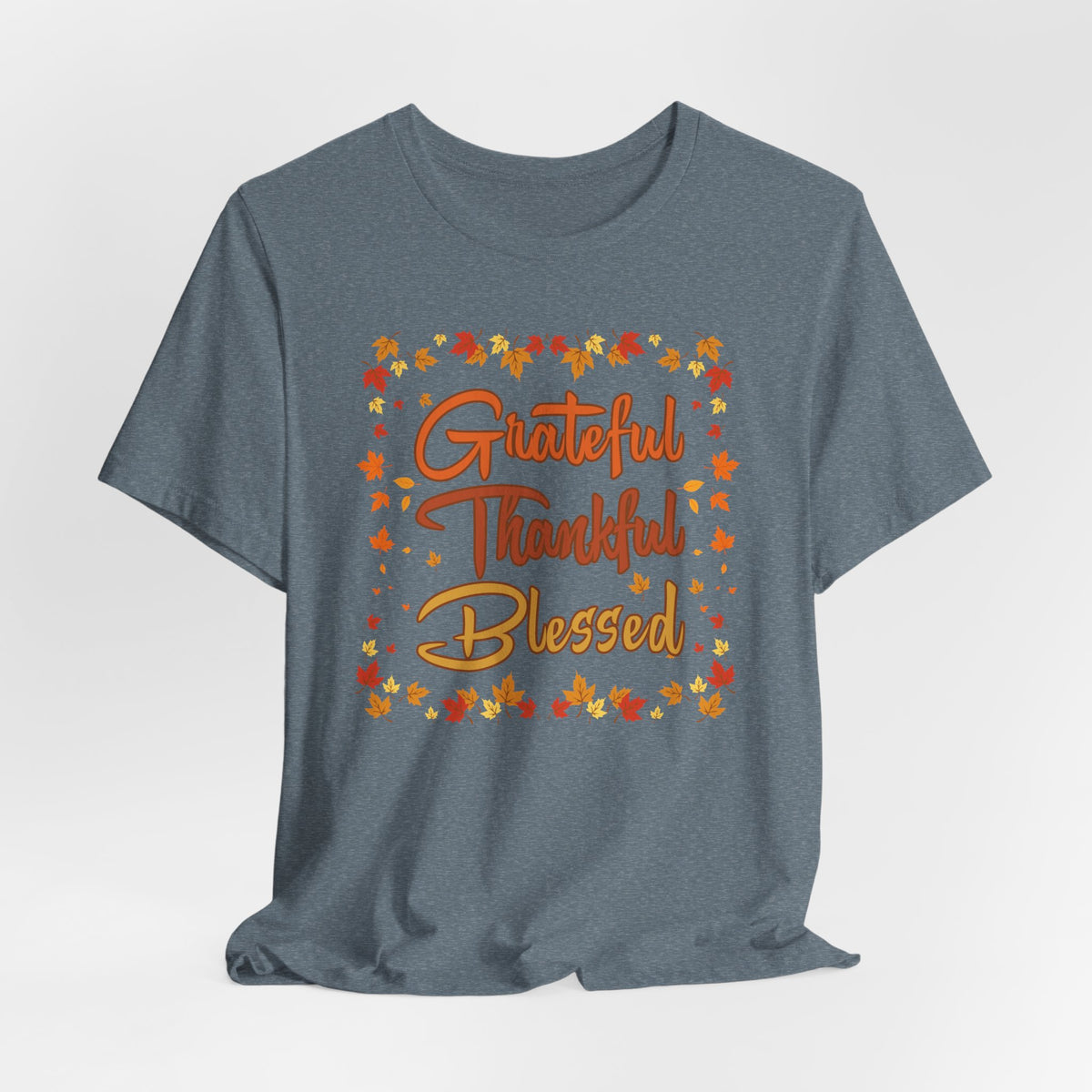 Grateful Thankful Blessed Fall Leaves - Bella Canvas 3001