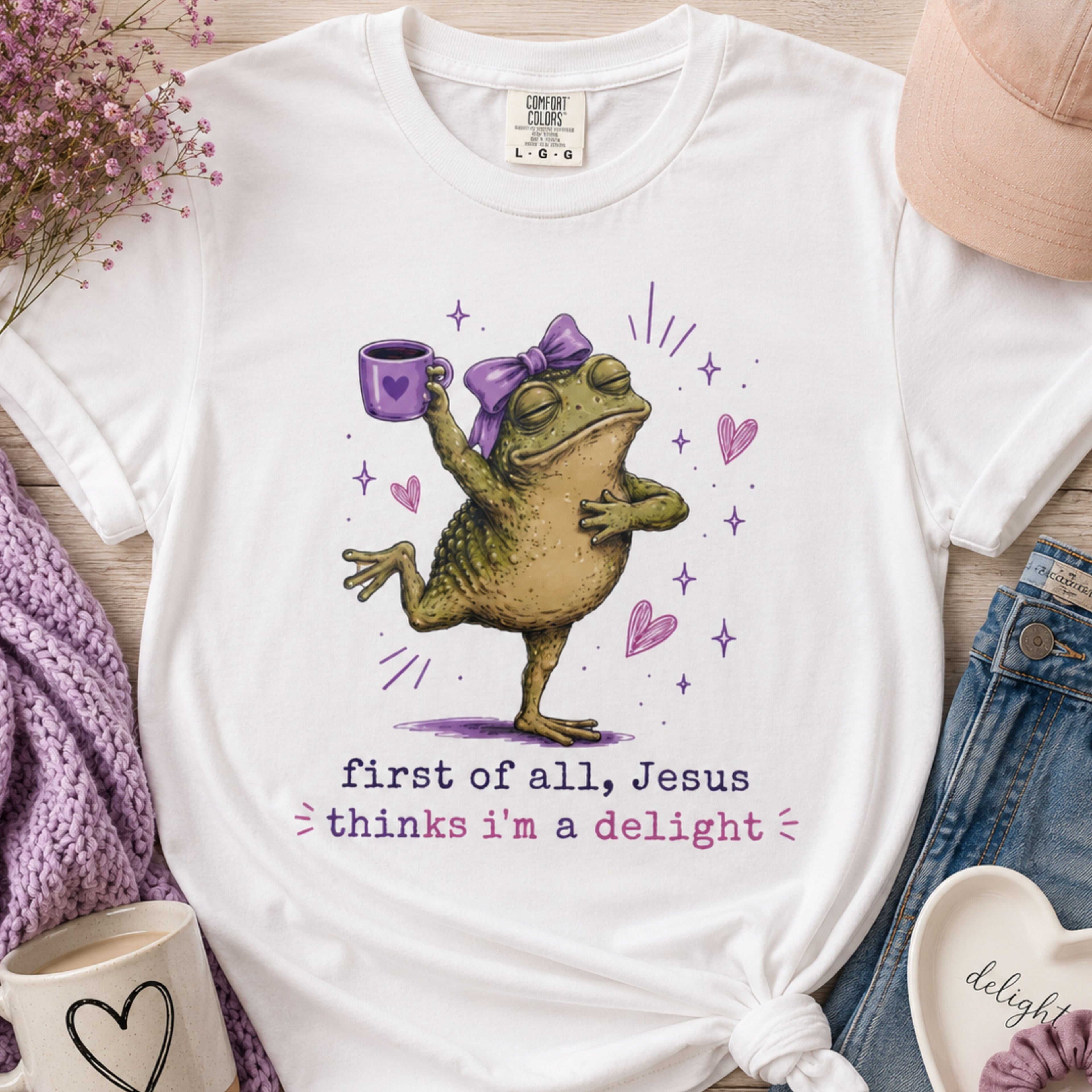 First Of All Jesus Thinks I'm A Delight Humorous Frog Art