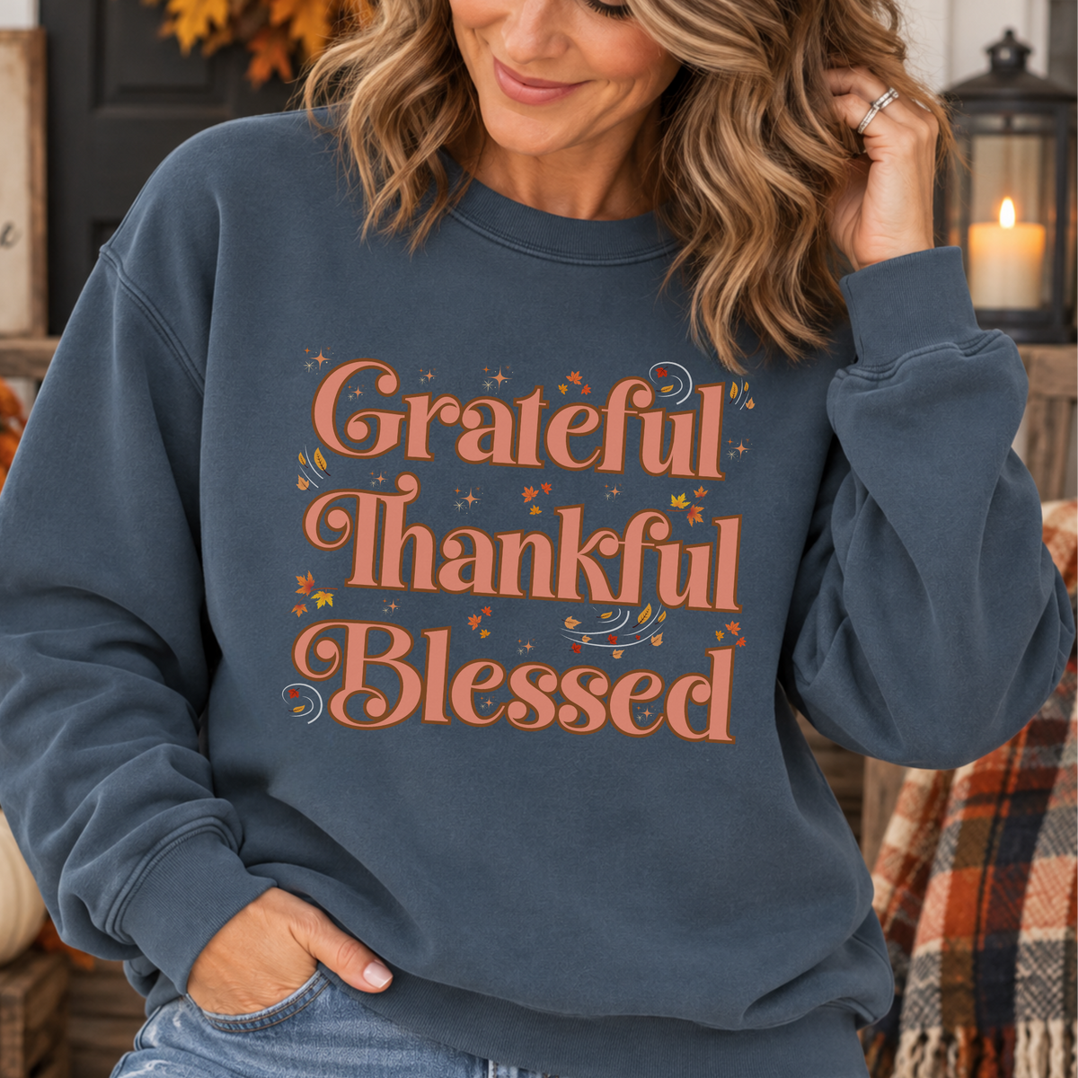 Grateful Thankful Blessed Fall Sweatshirt