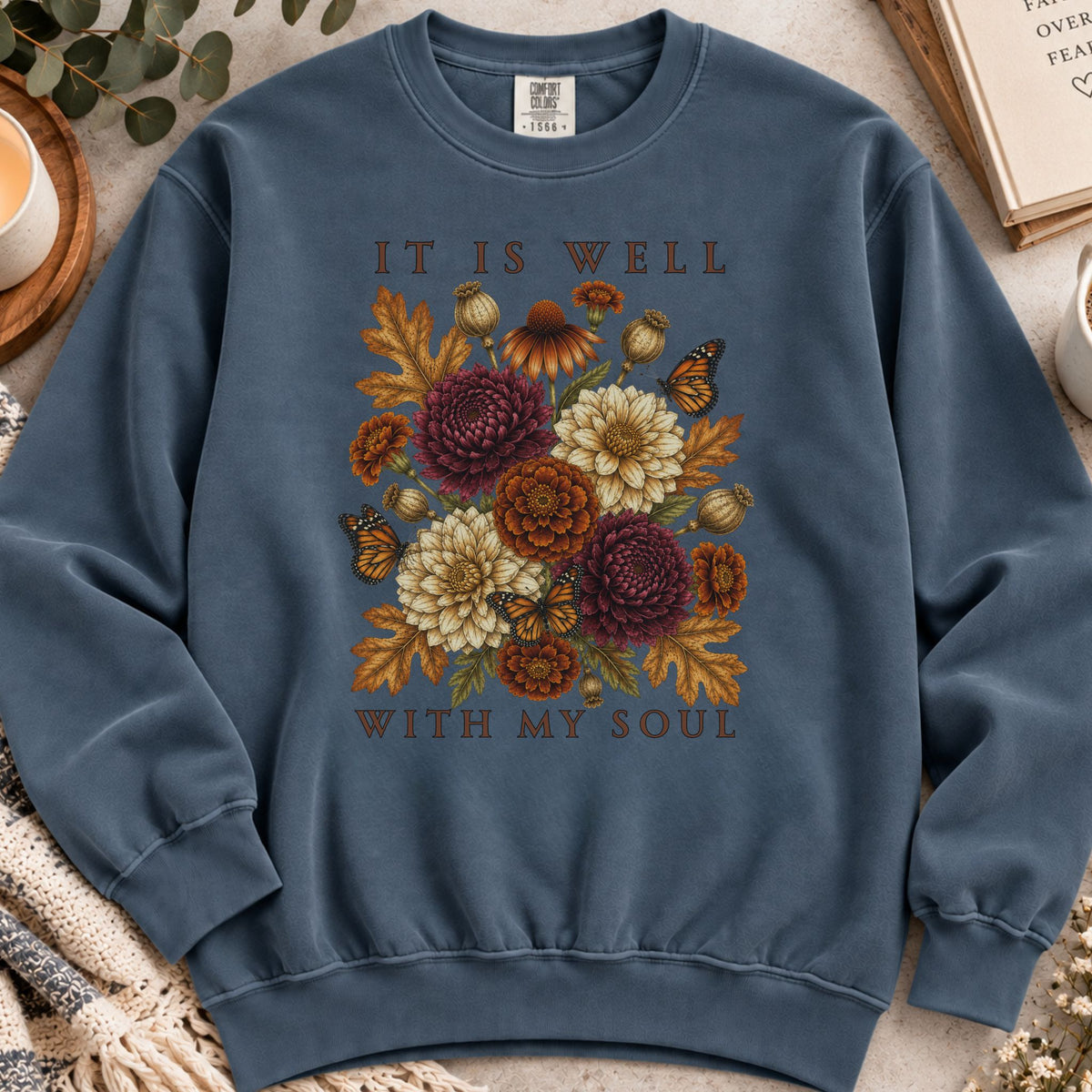 It Is Well With My Soul Floral Sweatshirt | Rustic Fall Bouquet