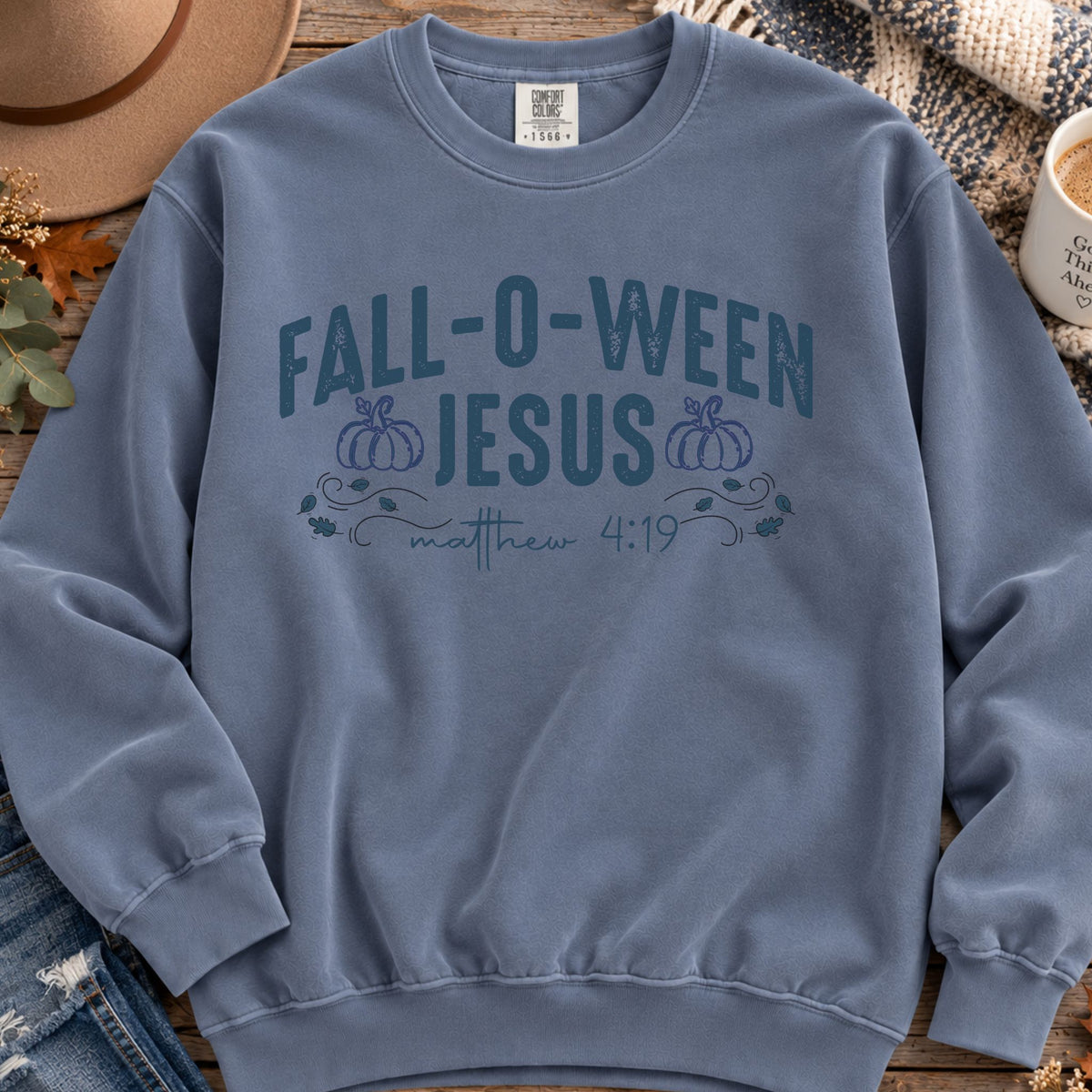 Fall-O-Ween Jesus Bible Verse Sweatshirt - Comfort Colors