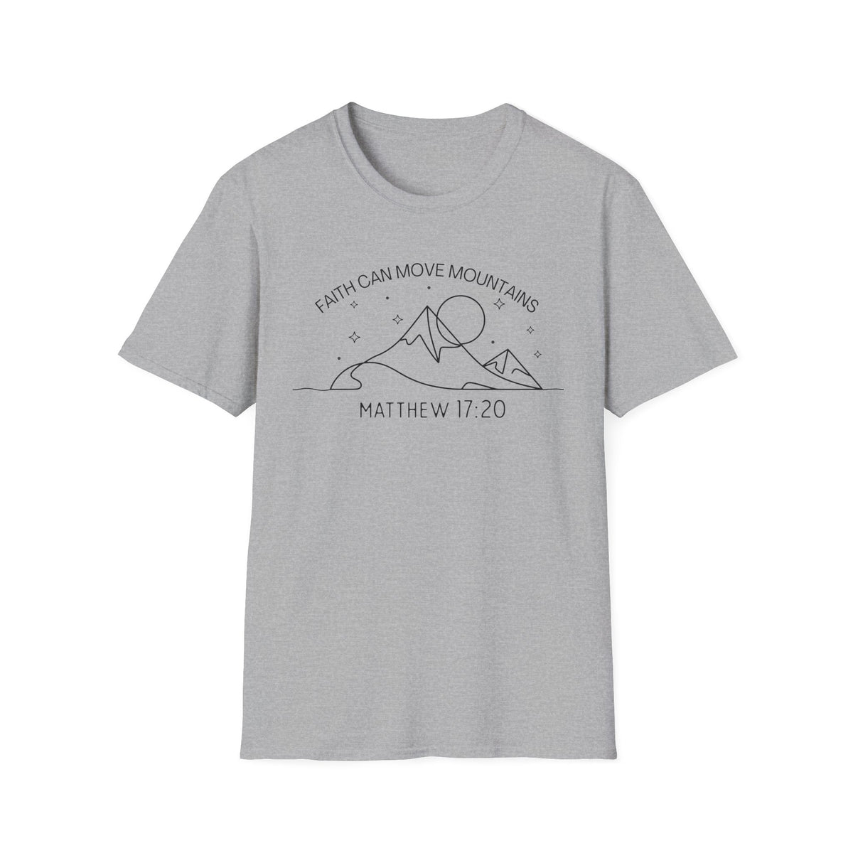 Faith Can Move Mountains Line Art Tshirt - Gildan 64k