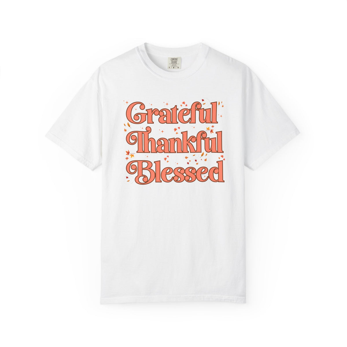 Grateful Thankful Blessed Falling Leaves - Comfort Colors