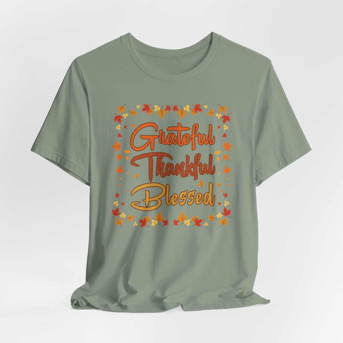 Grateful Thankful Blessed Fall Leaves - Bella Canvas 3001