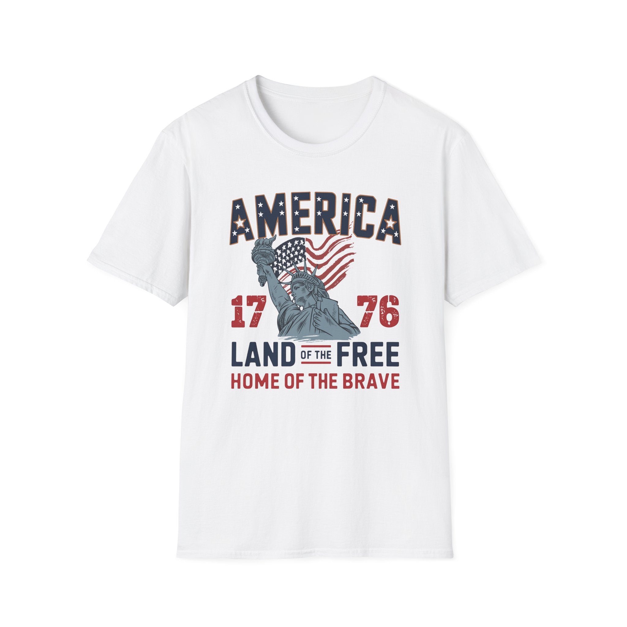 America 1776 Land of the Free Patriotic Tshirt Gildan 64k T-shirt