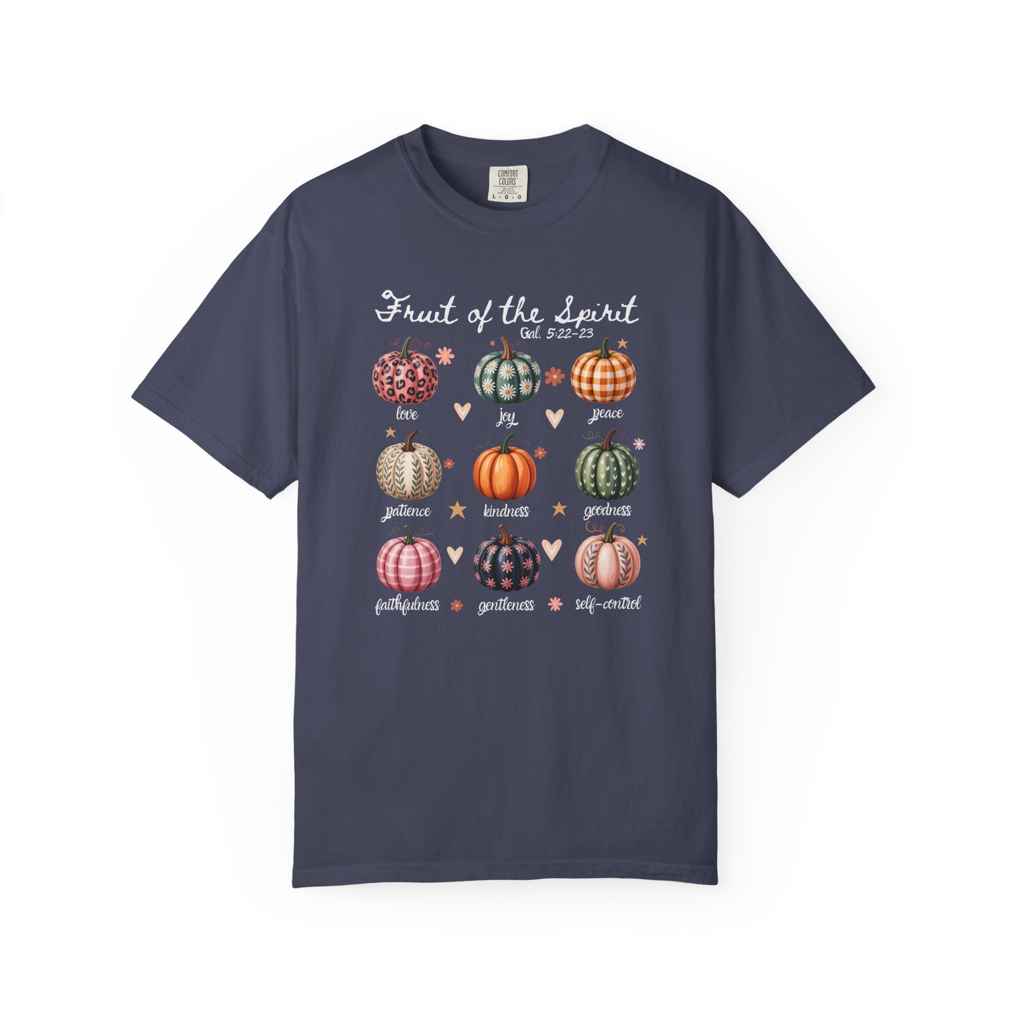 Fruit of the Spirit Fall Pumpkins Galatians 5 Bible Verse Shirt Comfort Colors T-shirt
