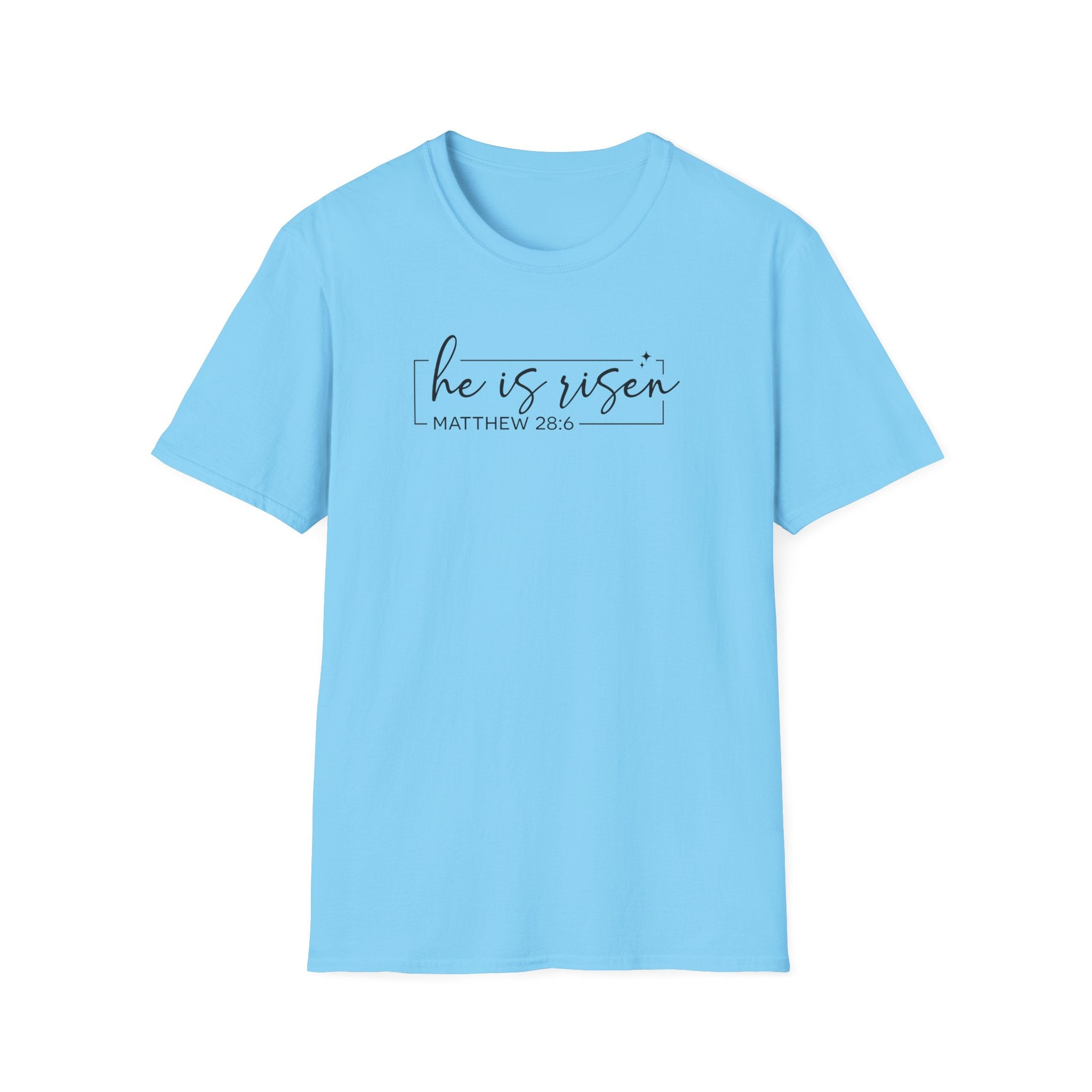 He Is Risen Matthew 28:6 Bible Verse Shirt Gildan 64000 T-Shirt