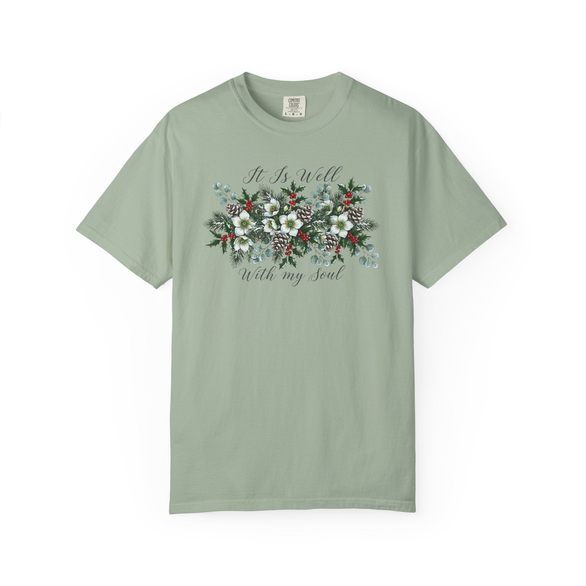 It Is Well With My Soul Christmas Floral Tshirt