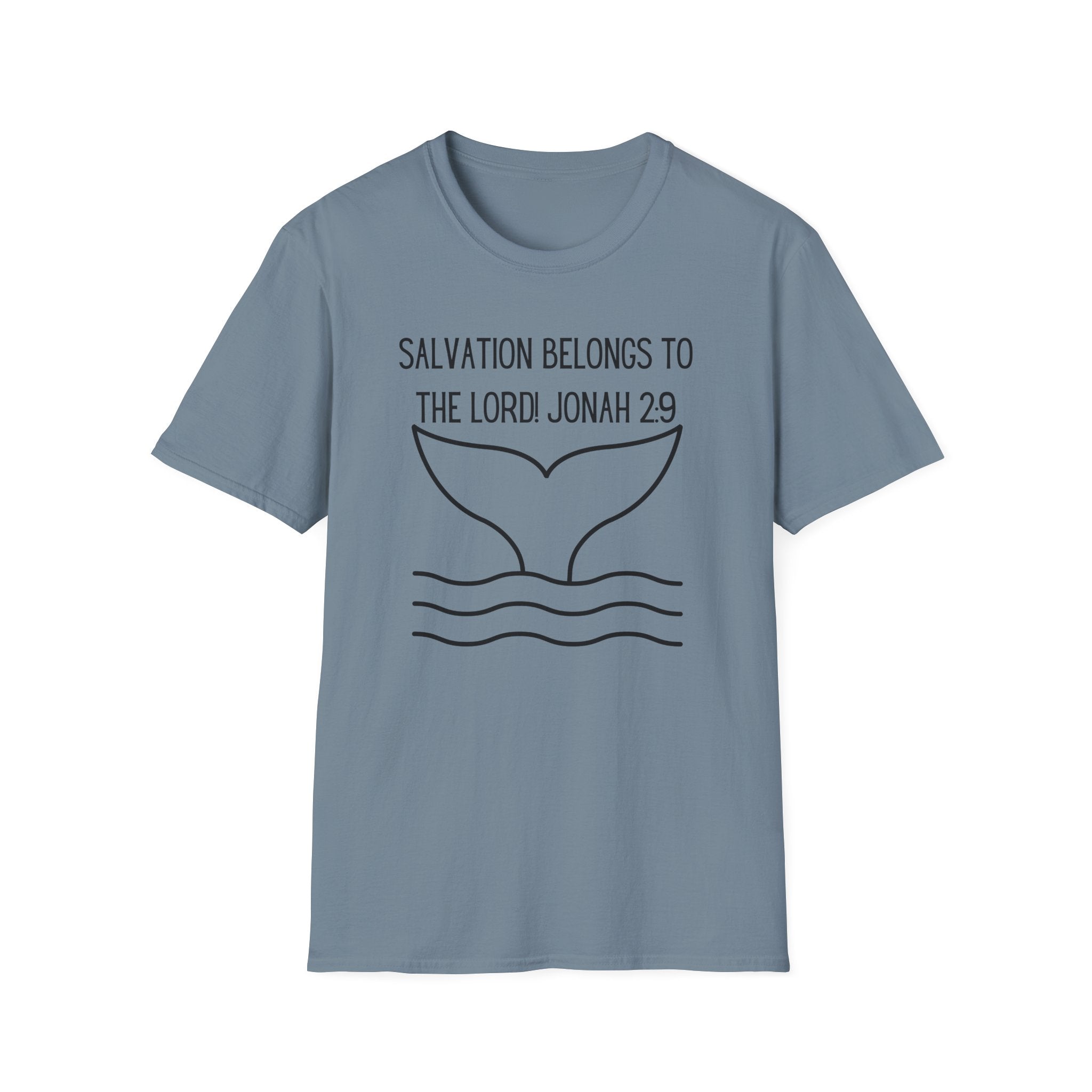 Salvation Belongs to the Lord Whale Tale Jonah 2_9 Bible Verse Shirt Gildan 64000 T-Shirt