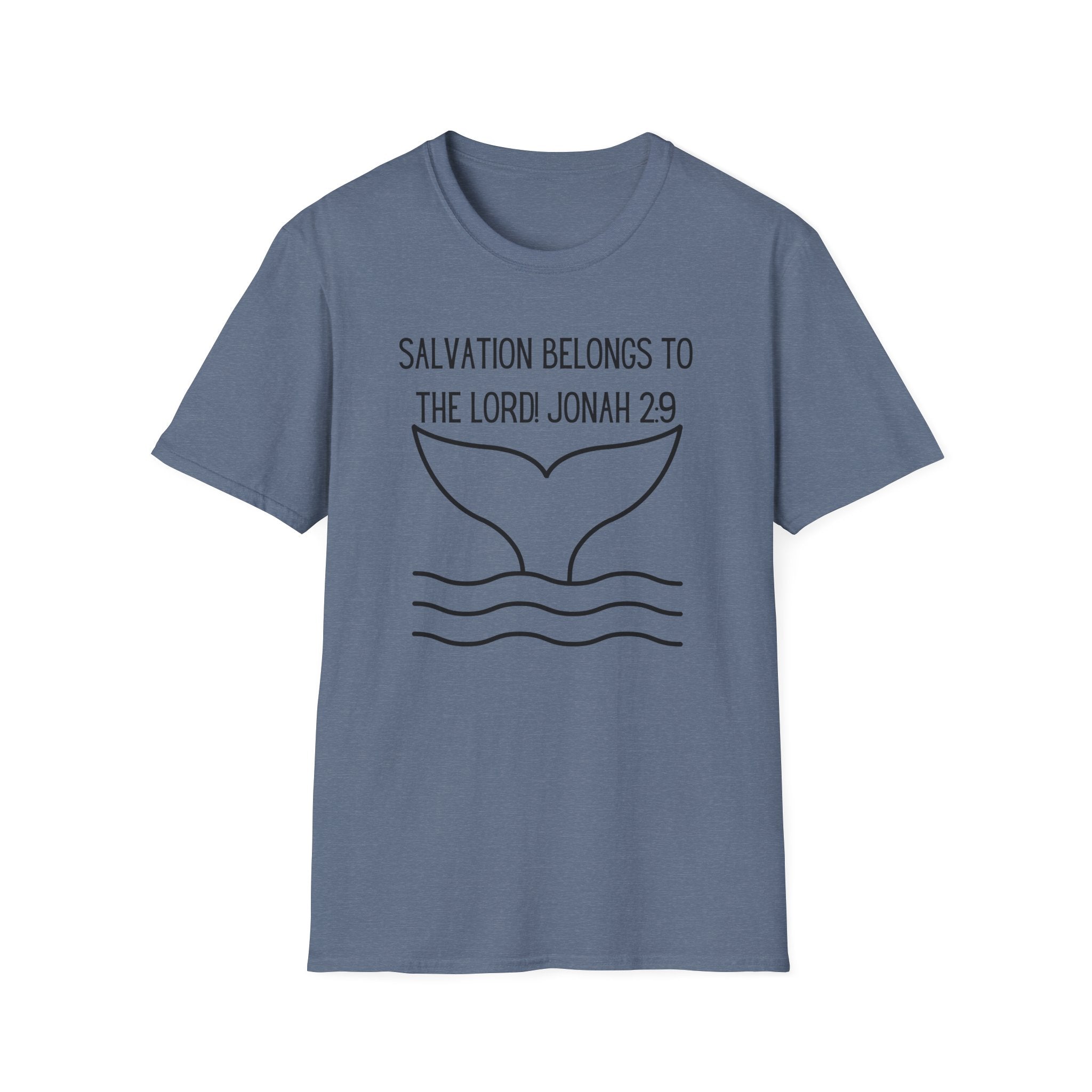 Salvation Belongs to the Lord Whale Tale Jonah 2_9 Bible Verse Shirt Gildan 64000 T-Shirt