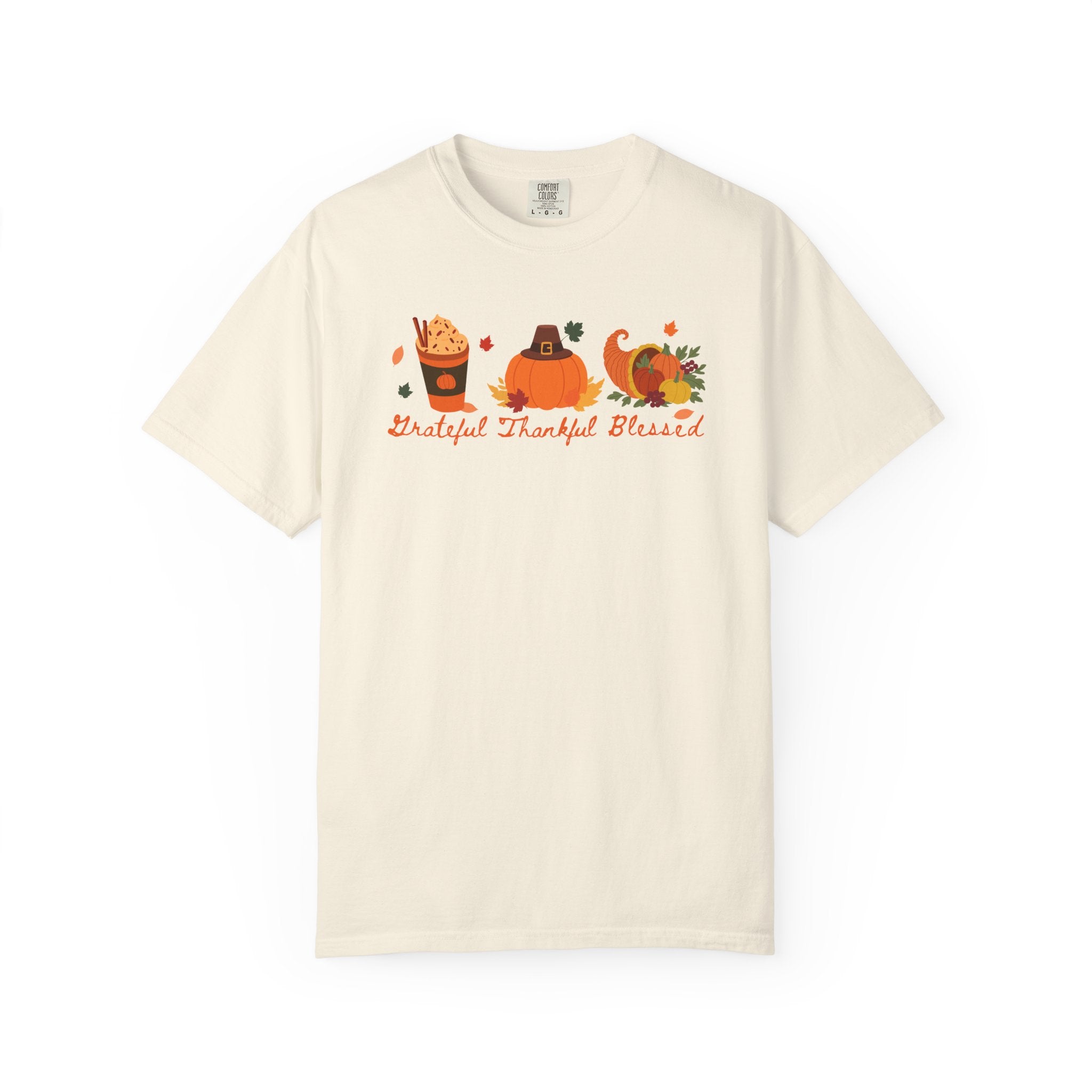Grateful Thankful Blessed Autumn Comfort Colors Tee