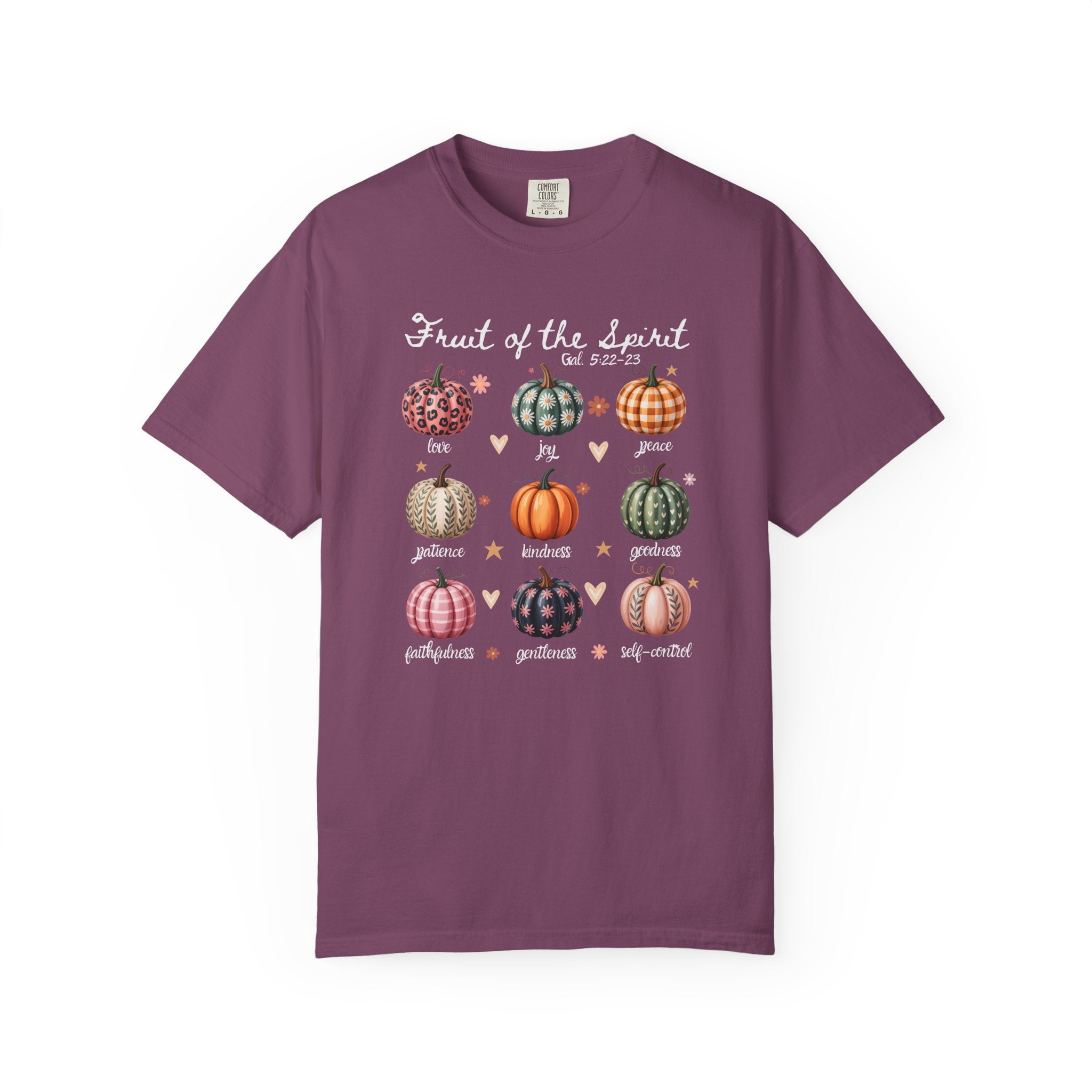 Fruit of the Spirit Fall Pumpkins Galatians 5 Bible Verse Shirt Comfort Colors T-shirt