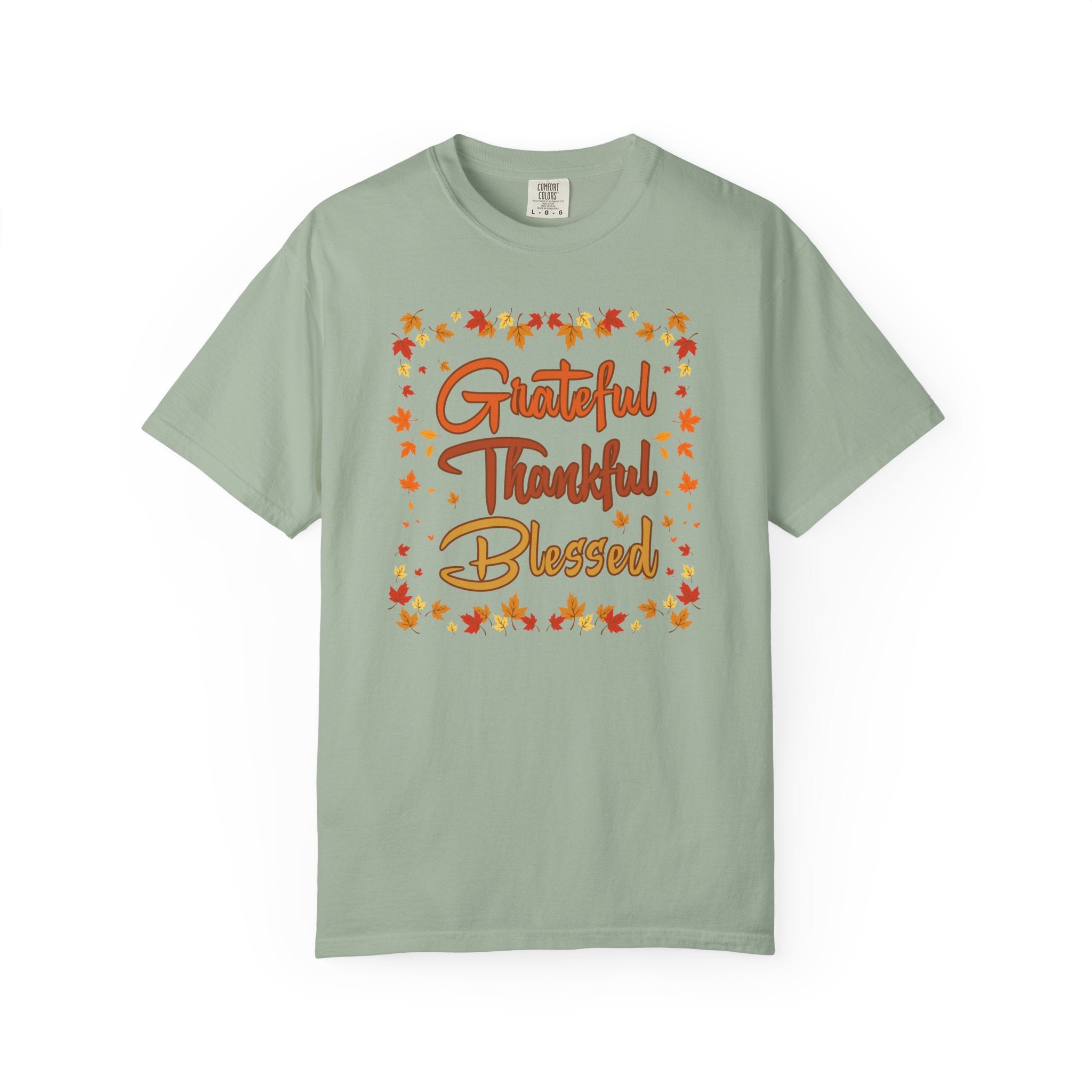 Grateful Thankful Blessed Fall Leaves Comfort Colors Shirt