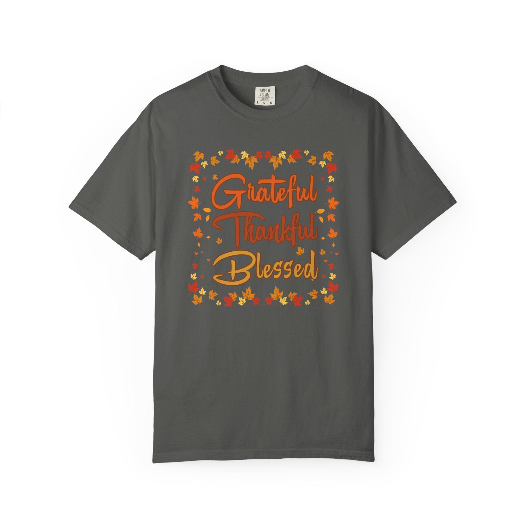 Grateful Thankful Blessed Fall Leaves Comfort Colors Shirt