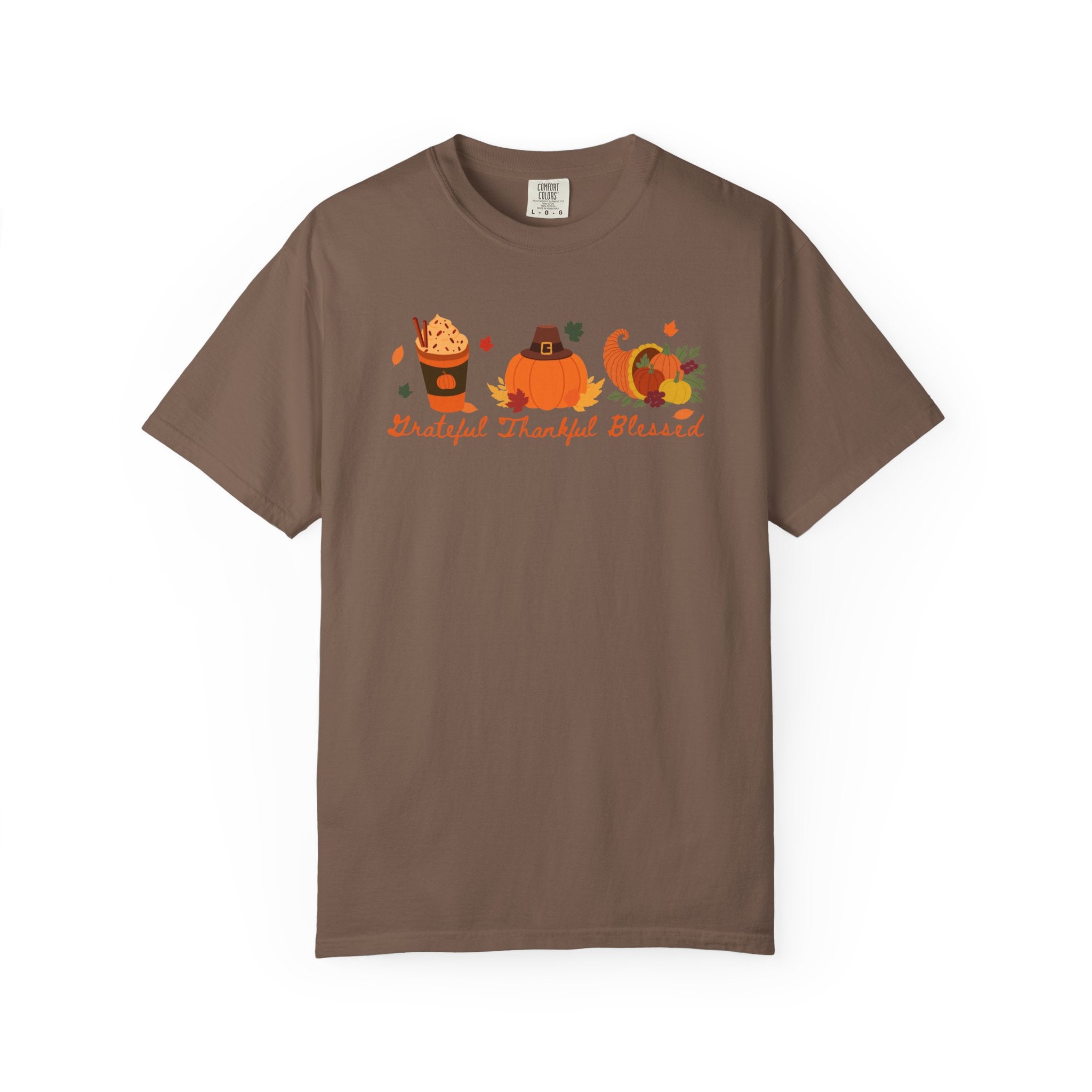 Grateful Thankful Blessed Autumn Comfort Colors Tee