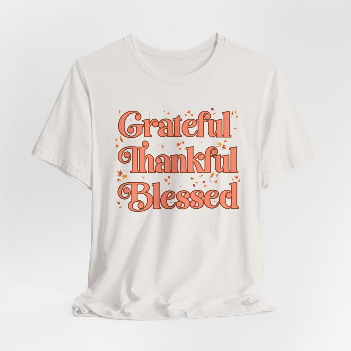 Grateful Thankful Blessed Falling Leaves - Bella Canvas 3001